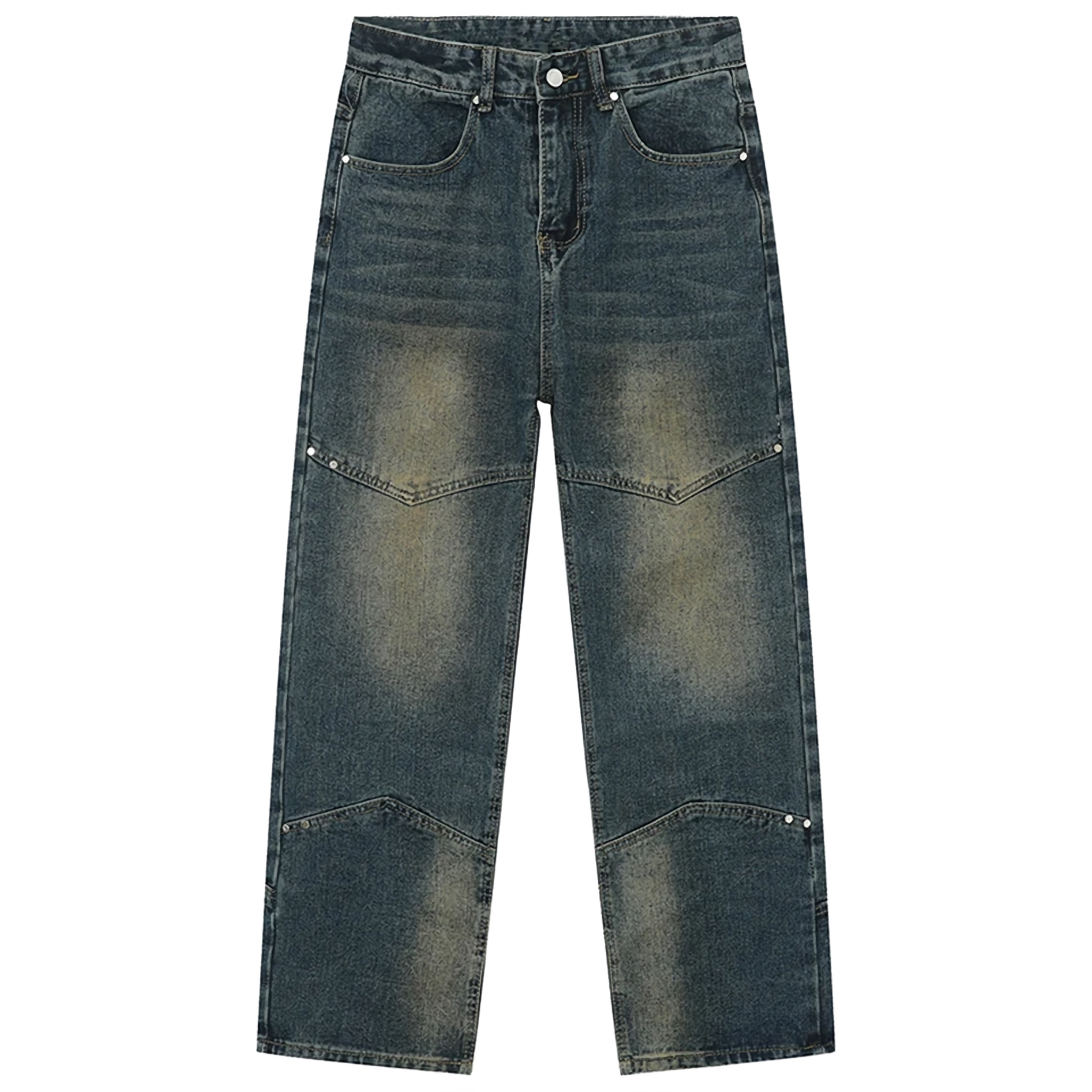 Jeans desteñidos de mezclilla de moto vintage