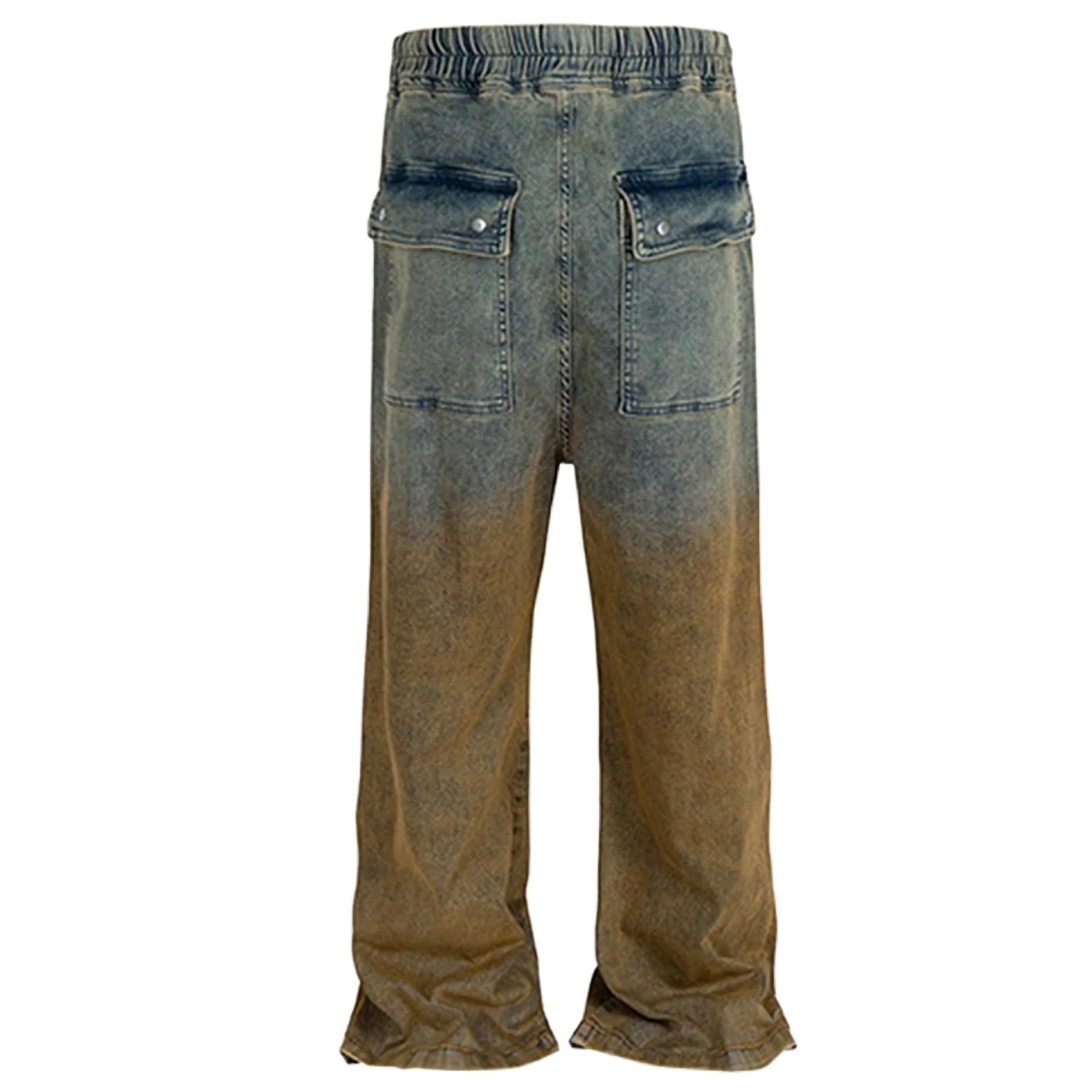 Pantalon palazzo à cordon de denim ombre