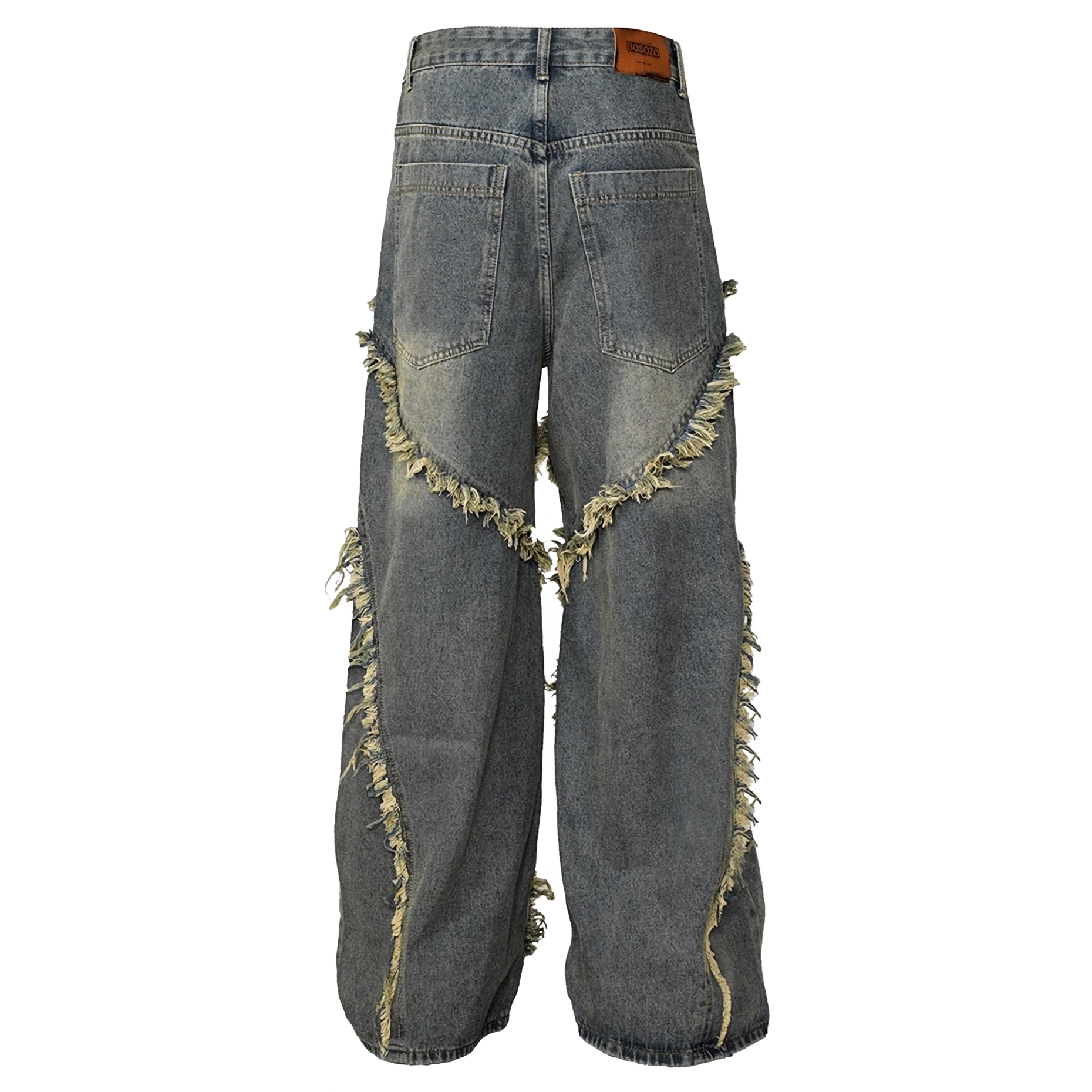 Jeans en éruptions de jeans en denim à coussin de l'ourlet artisanal