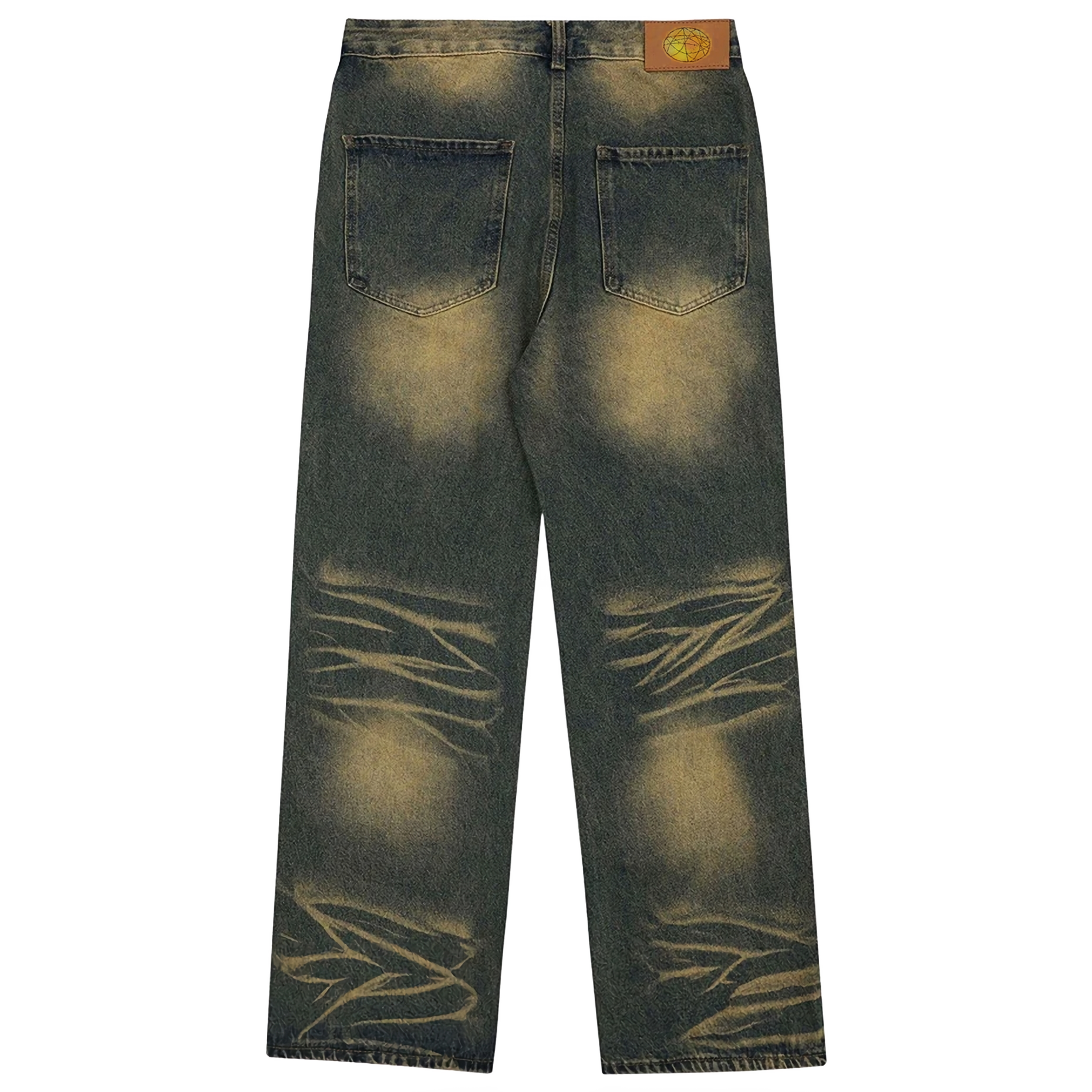 Distressed Cargo Denim Wide-leg Jeans