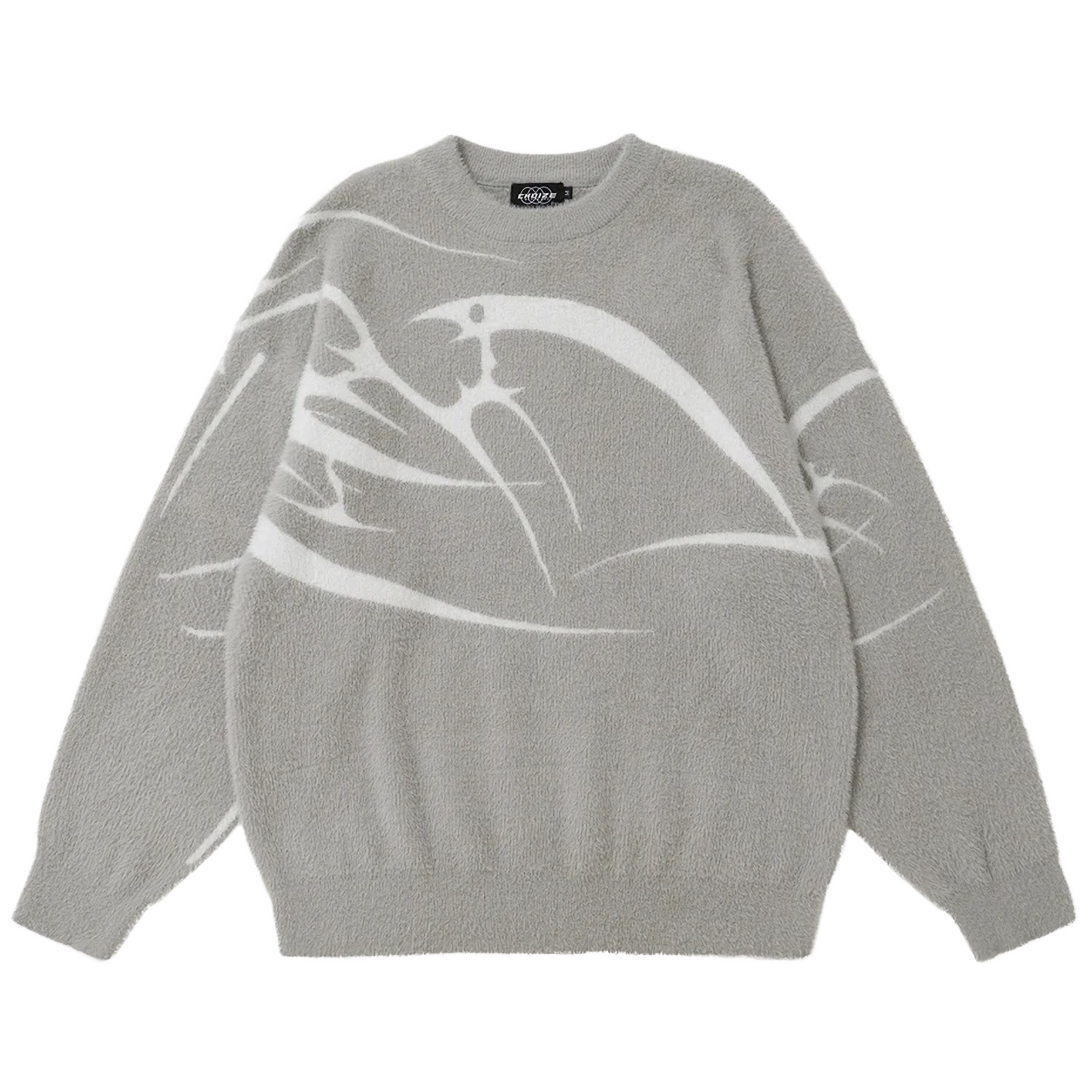 Abstract Bird Fleece Sweater