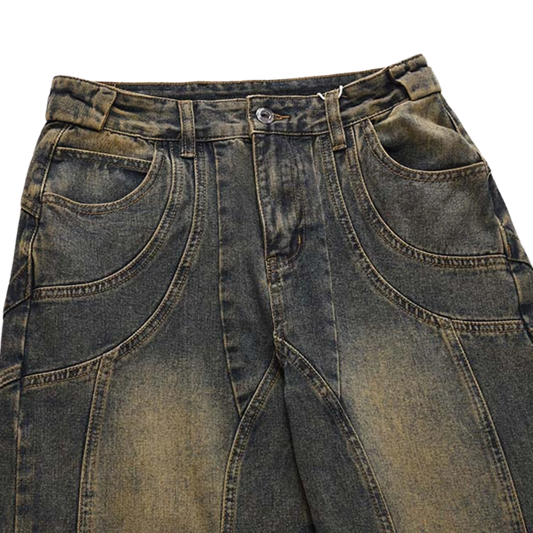 Architectural Acid Straight-Cut Denim Jeans