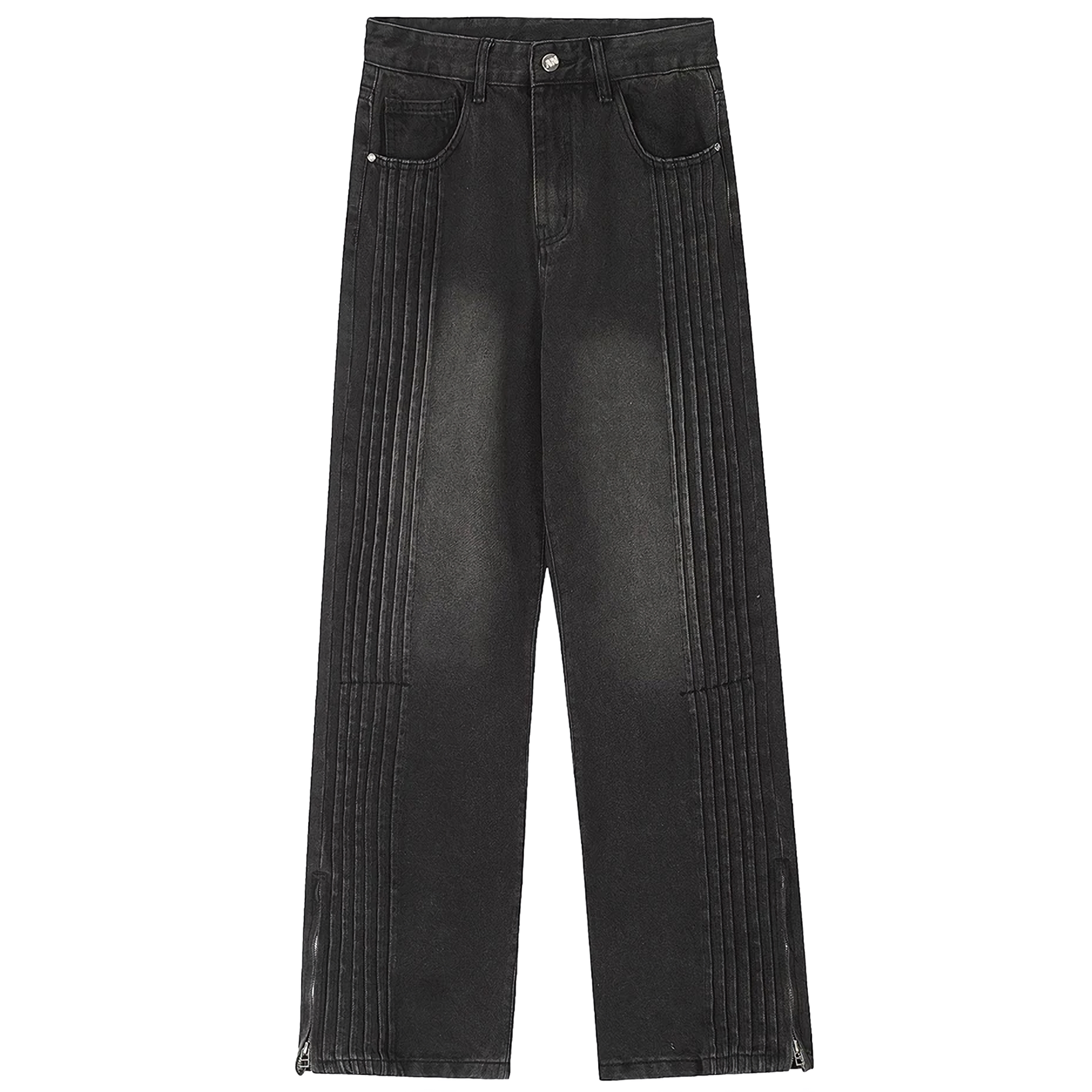 Panel plisado jeans de pierna ancha
