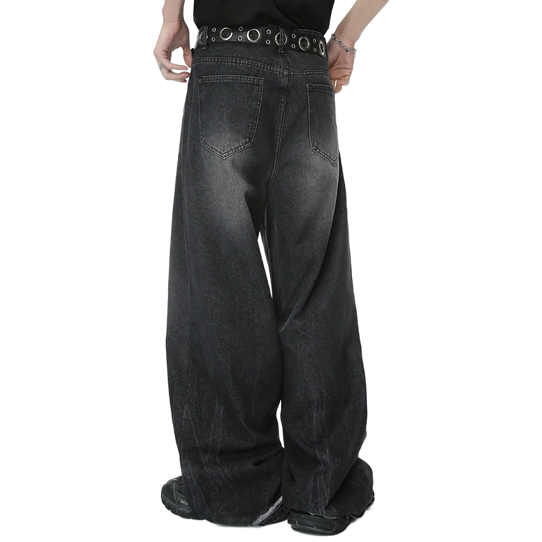 Charcoal Fade Wide-Leg Jeans
