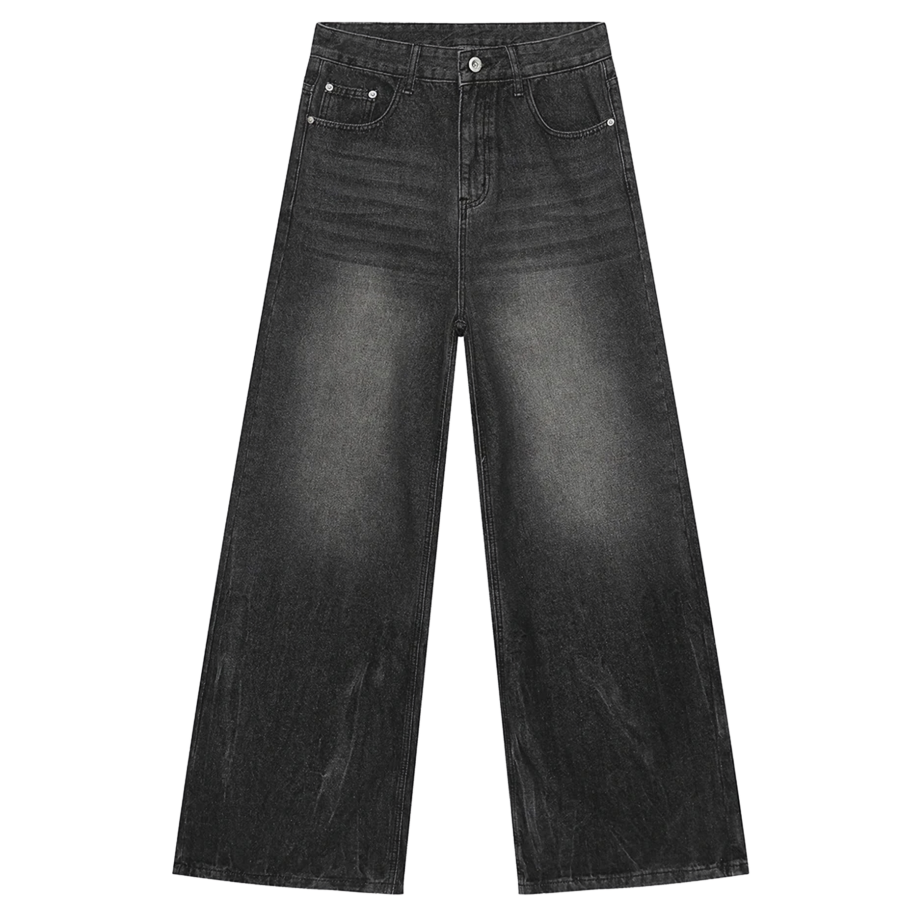 Jeans de caída de luta ancha de carbón de carbón