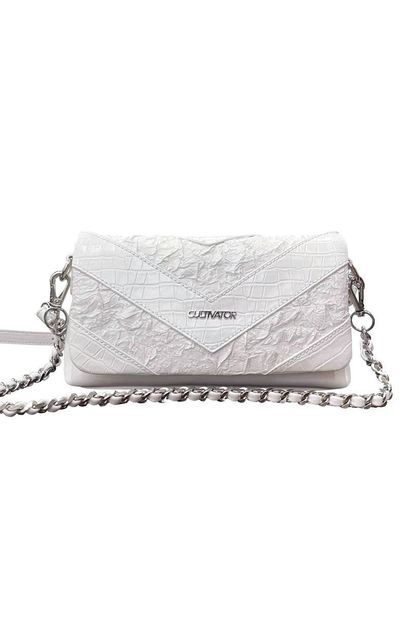Croc Chevron Chain Crossbody Clutch