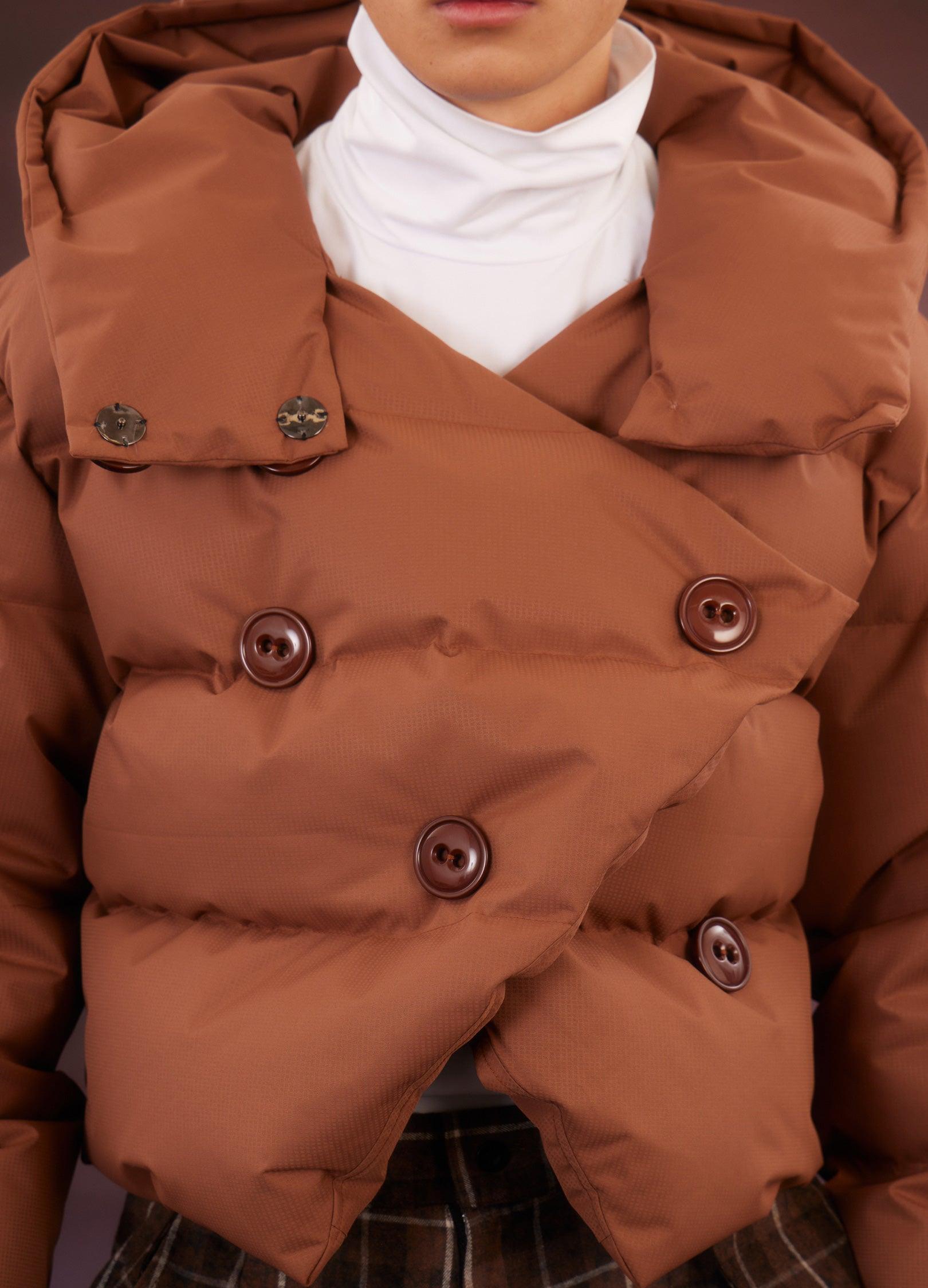 Puffy Almond Cropped Down Jacket - chiclara