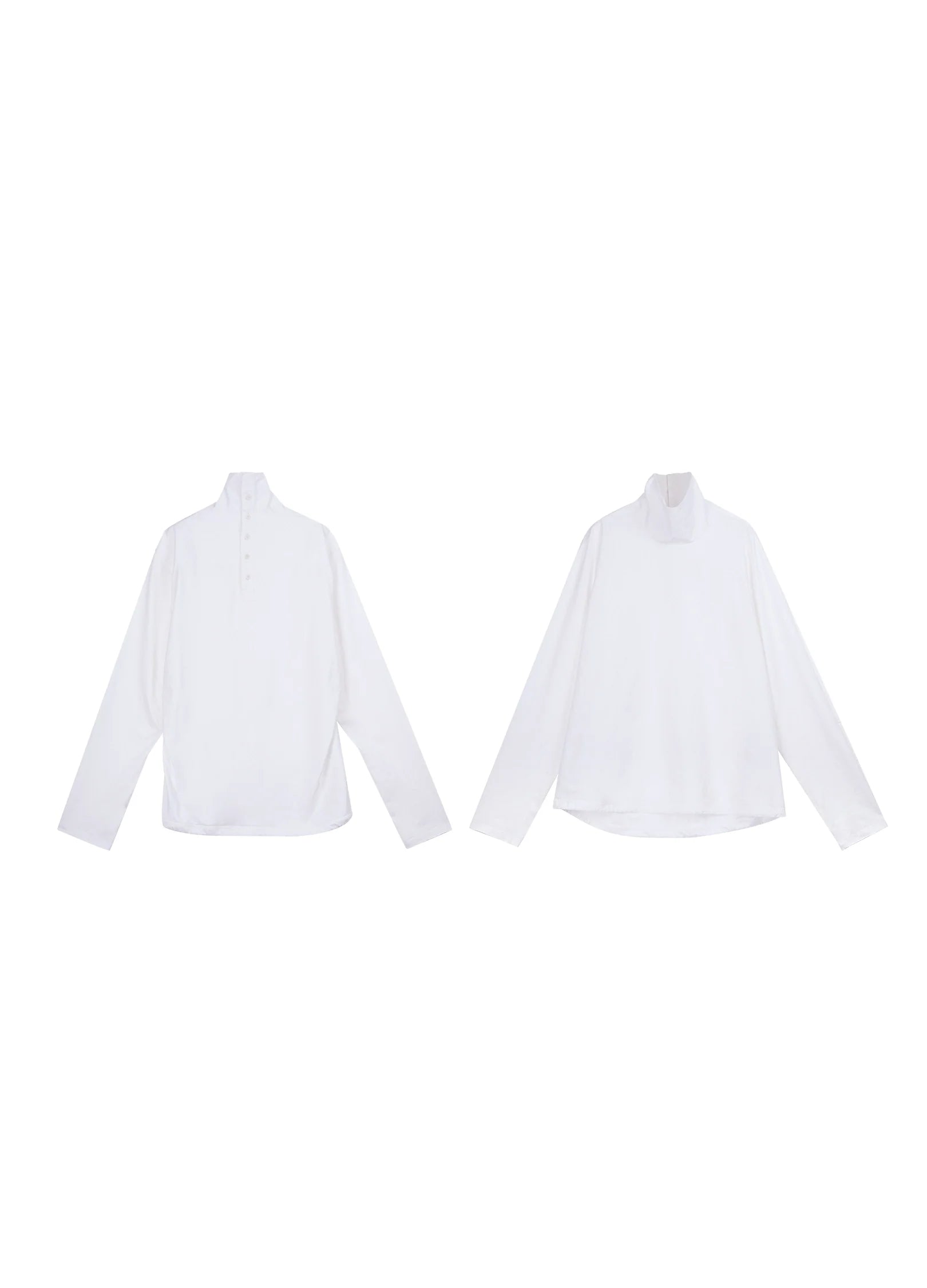 Back-Button High-neck Paneled Oxford Shirt