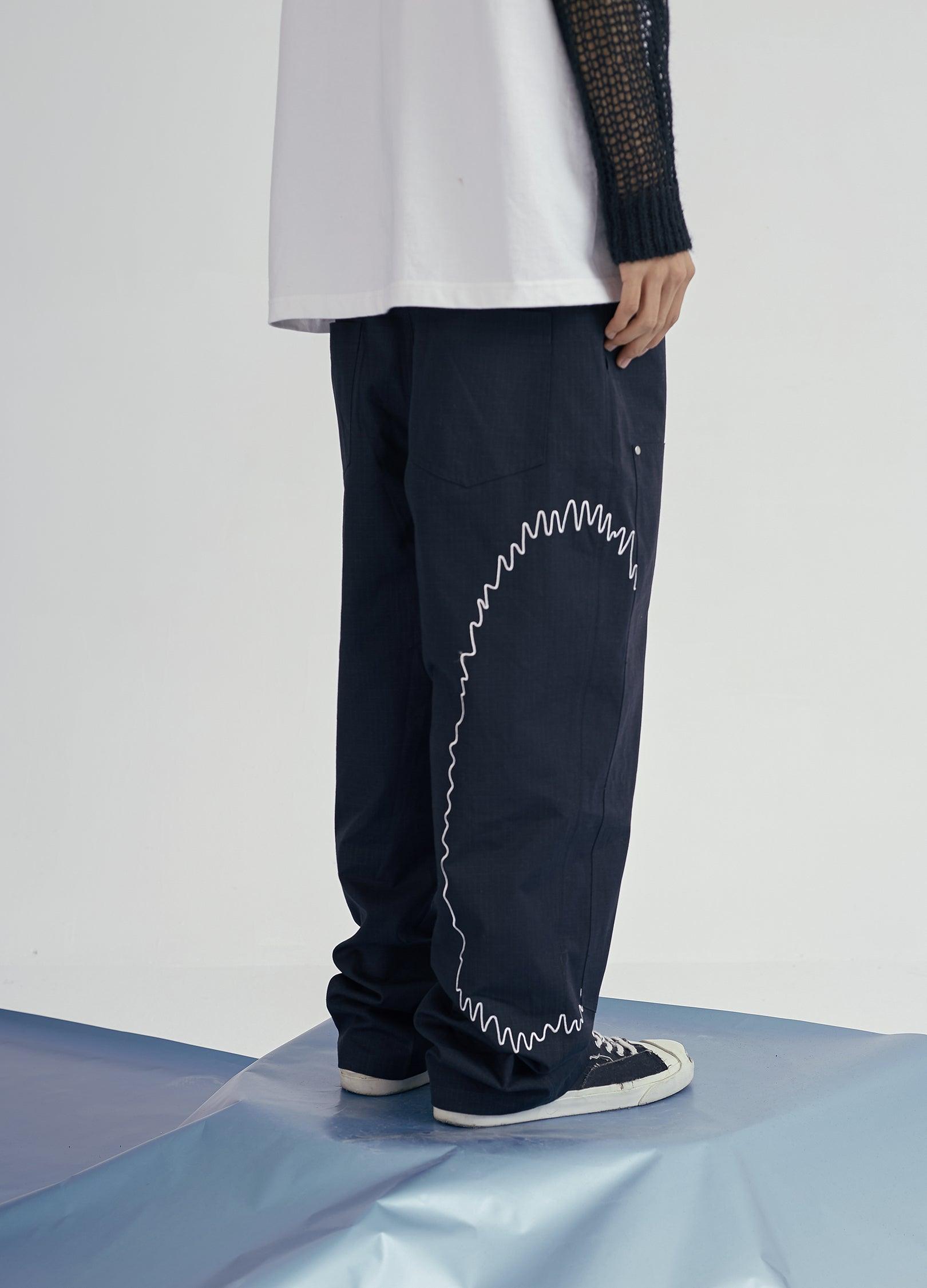 Graphic Double Knee Baggy Trousers - chiclara