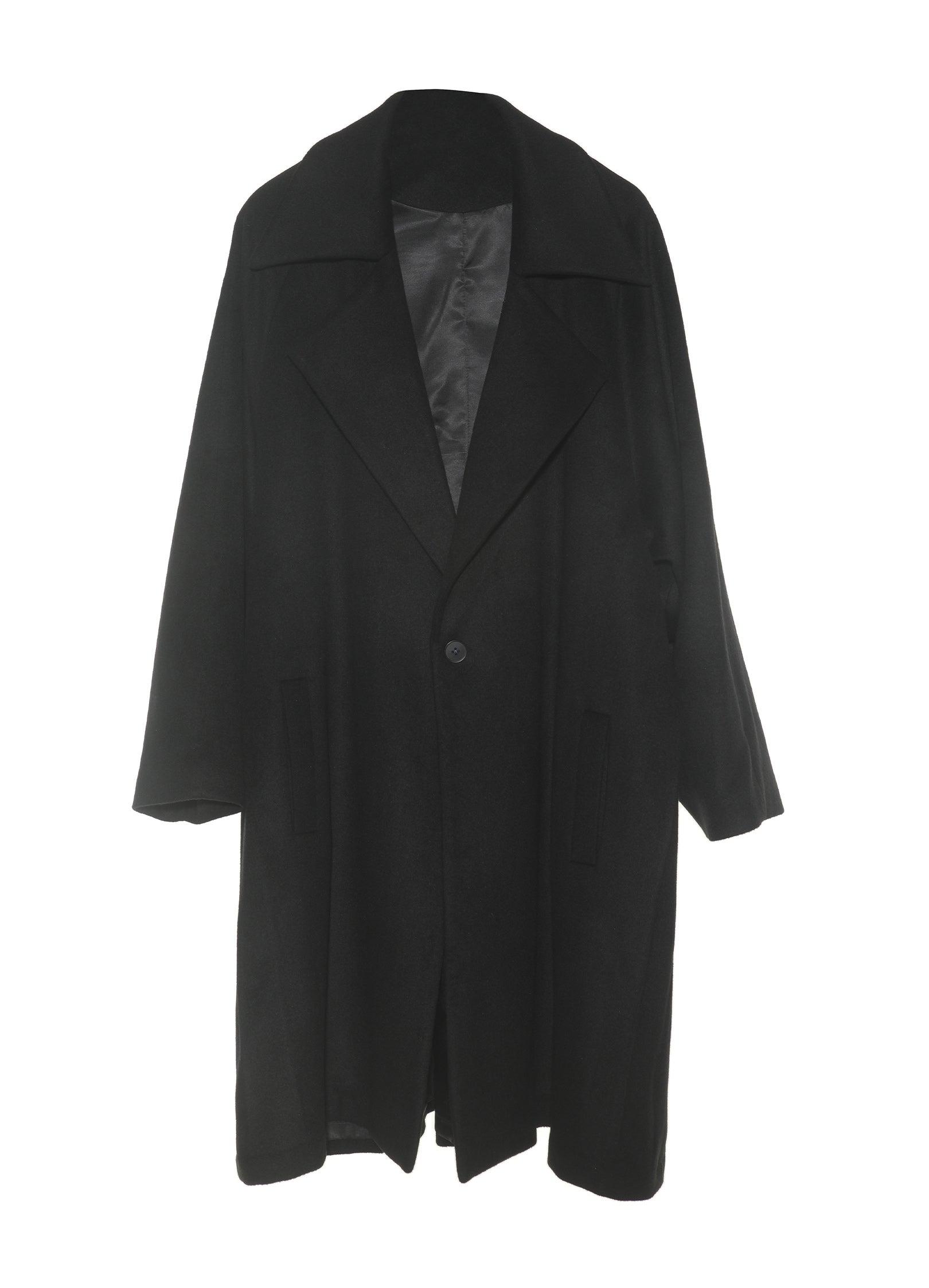 VAPOUR BLUE Double Layer Notch Lapel Overcoat with Removable Hood - chiclara