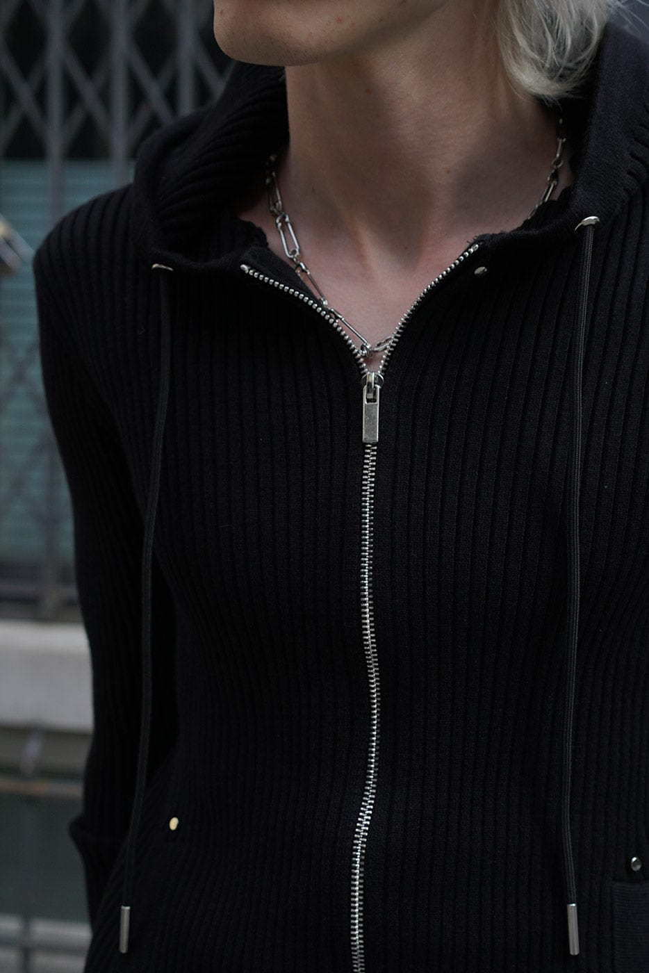 Ribbed Zip-Up Hoodie Sweater