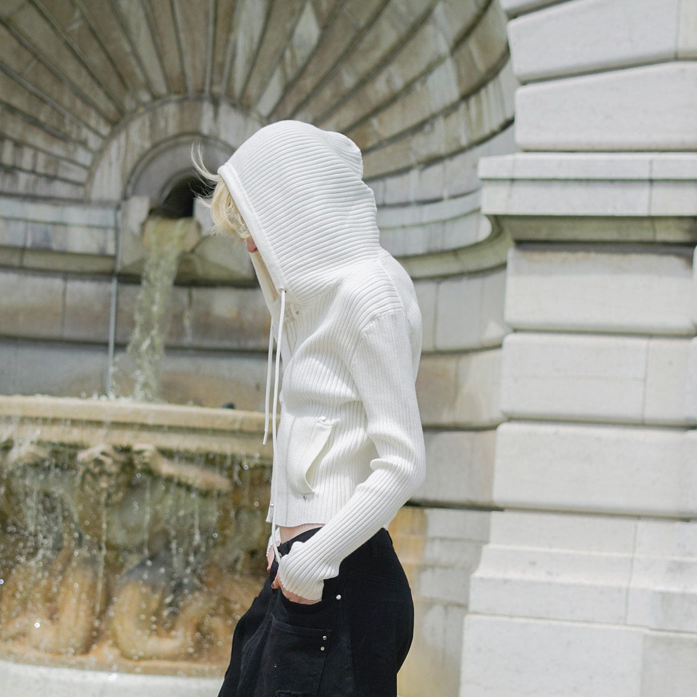 Ribbed Zip-Up Hoodie Sweater