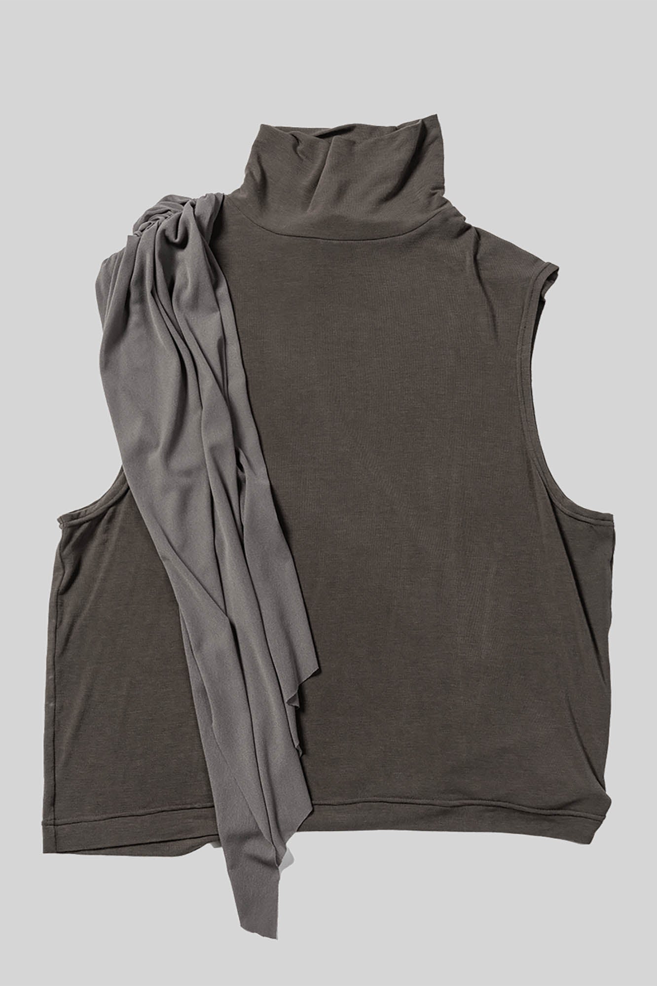 Draped Turtleneck Tank Top