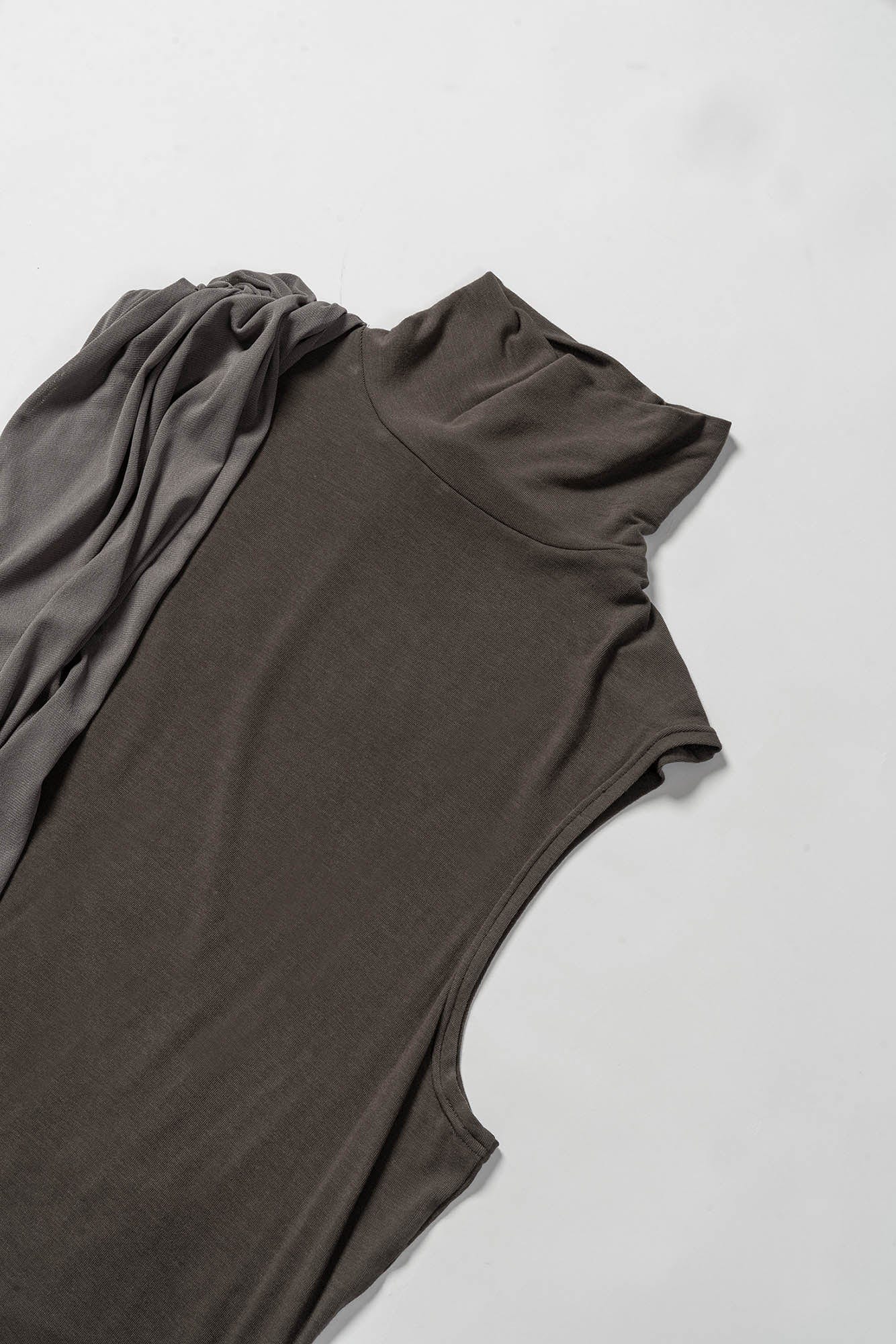 Draped Turtleneck Tank Top