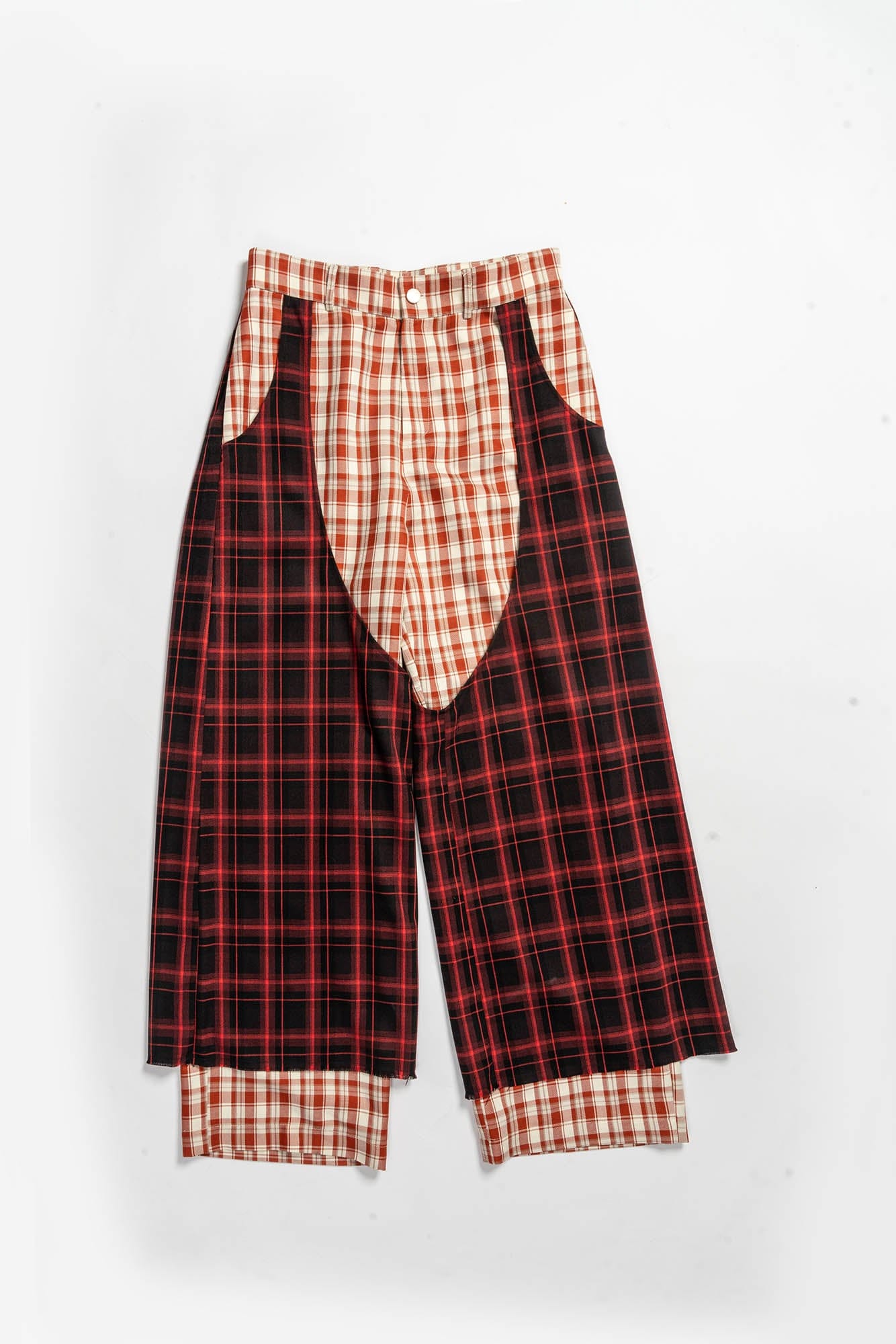 Dual Plaid Wide Leg Pants