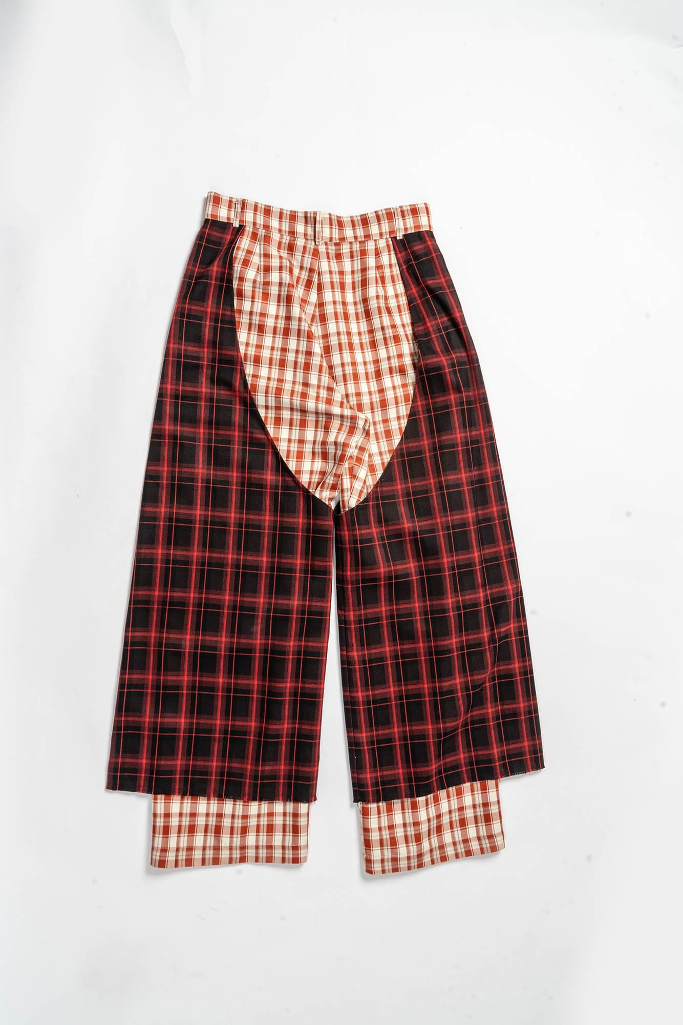 Dual Plaid Wide Leg Pants