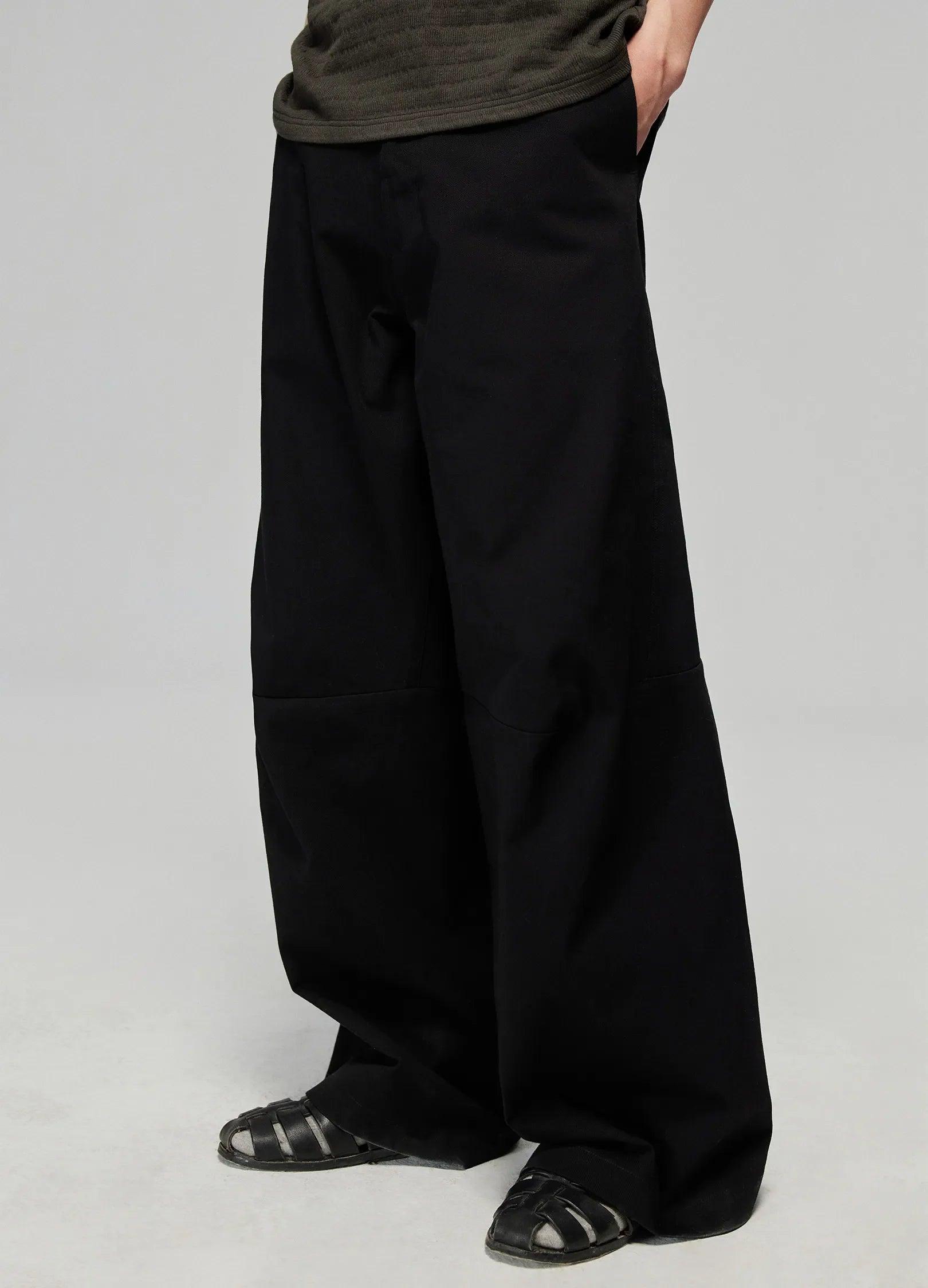 Black wide leg cotton pants clearance