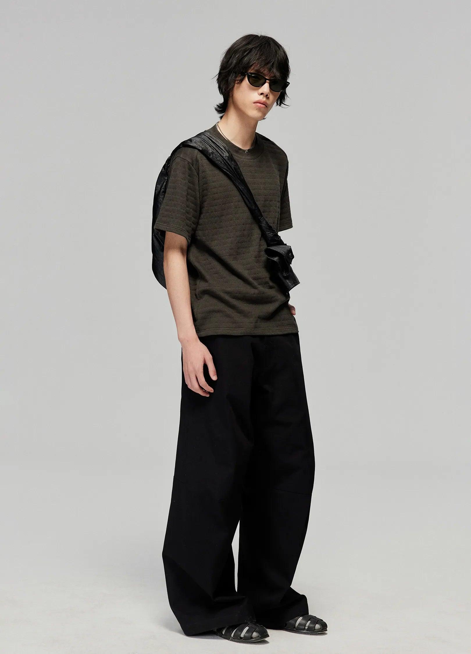 Wide-Leg Cotton Trousers with Darted Knees - chiclara