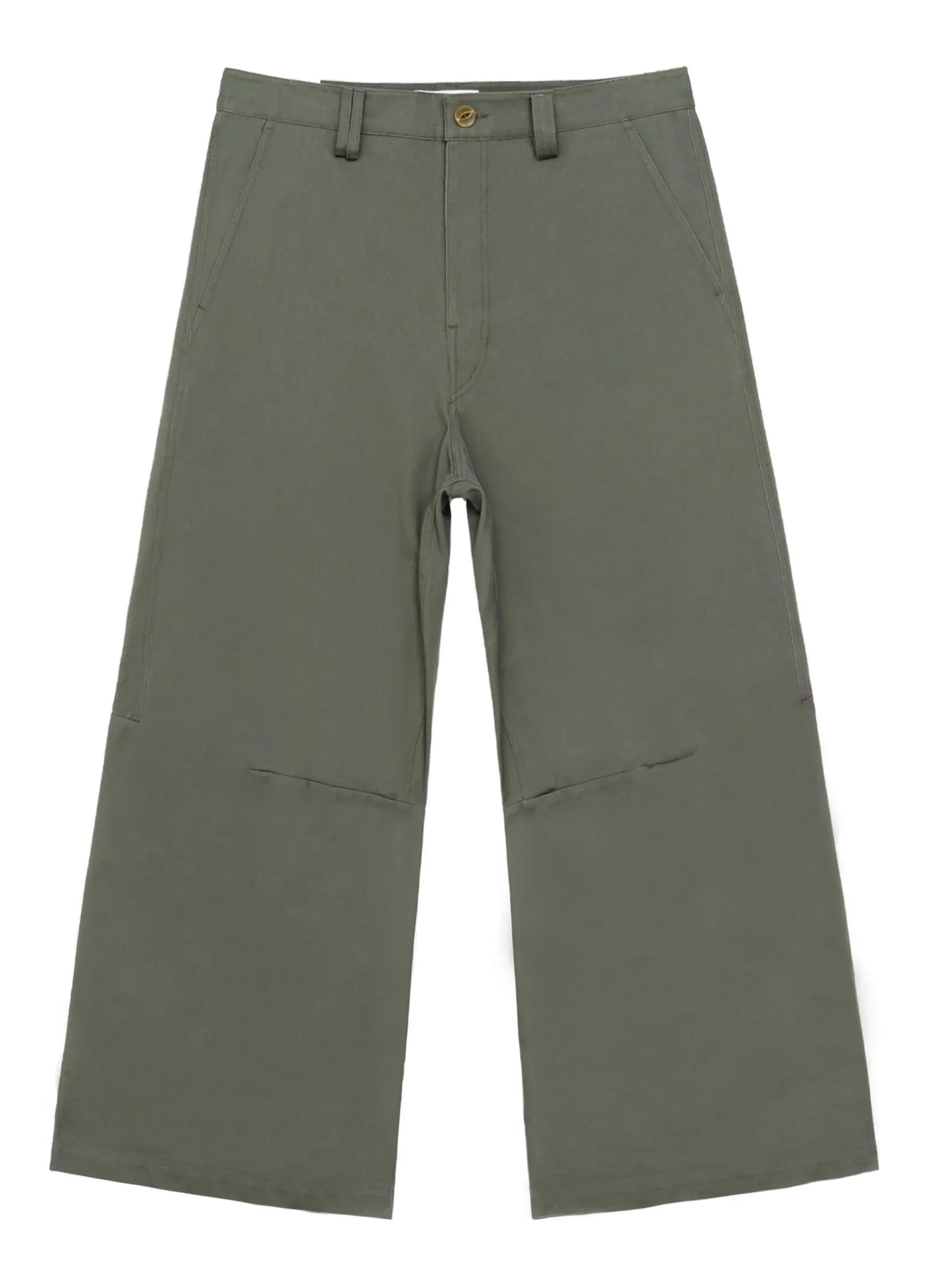 Wide-Leg Cotton Trousers with Darted Knees - chiclara