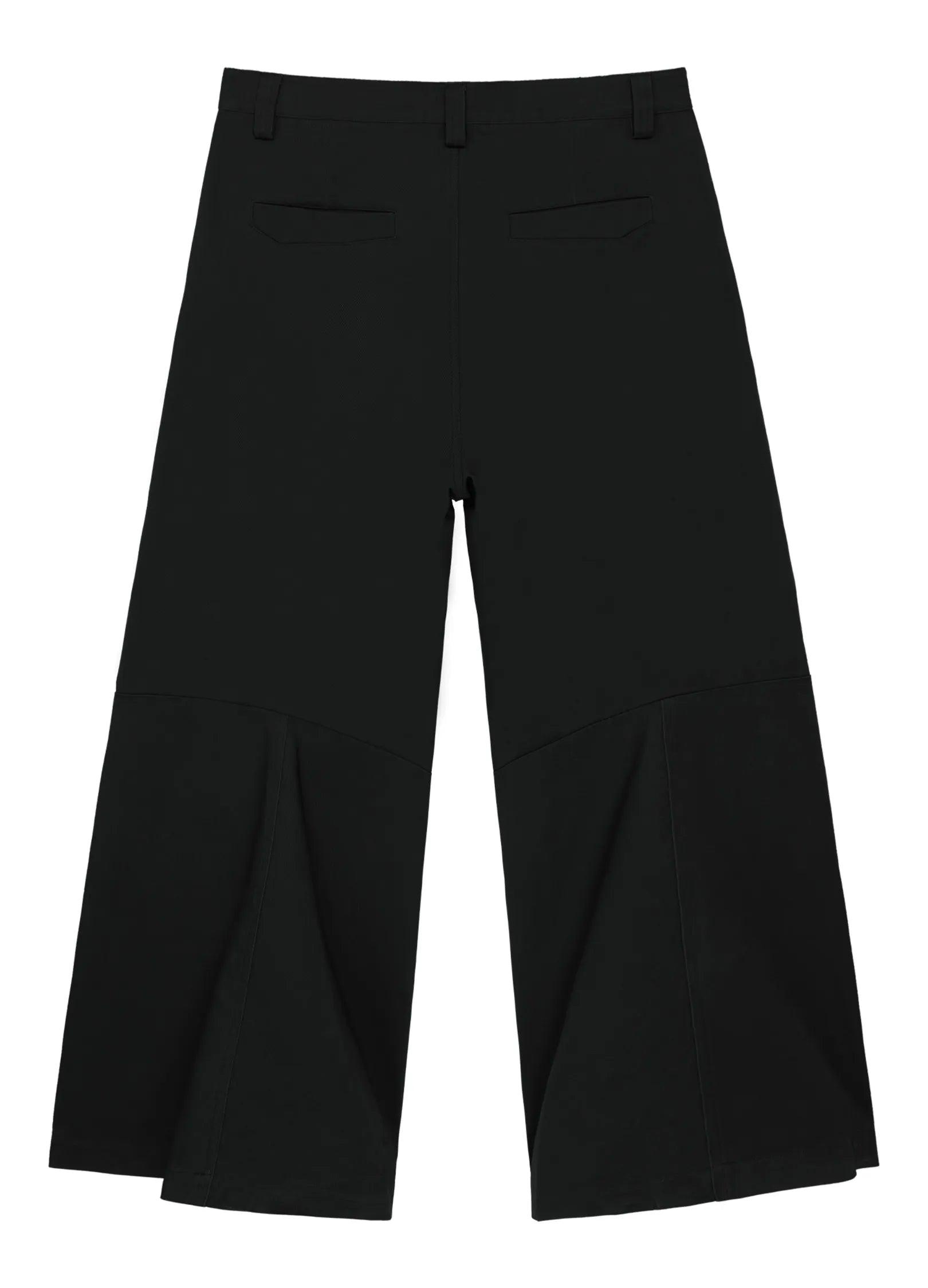 Wide-Leg Cotton Trousers with Darted Knees - chiclara