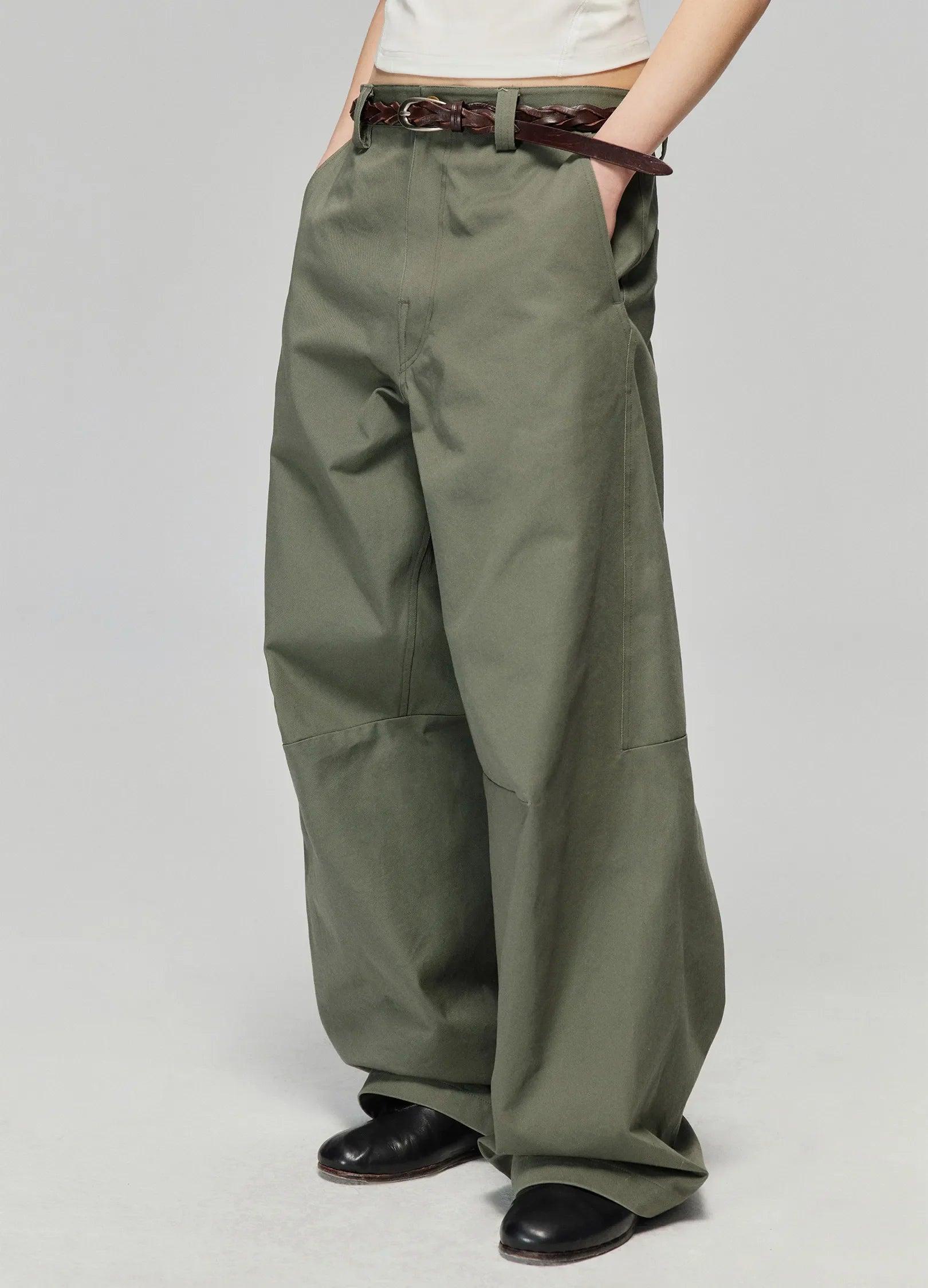 Wide leg cotton pants with pockets 2025