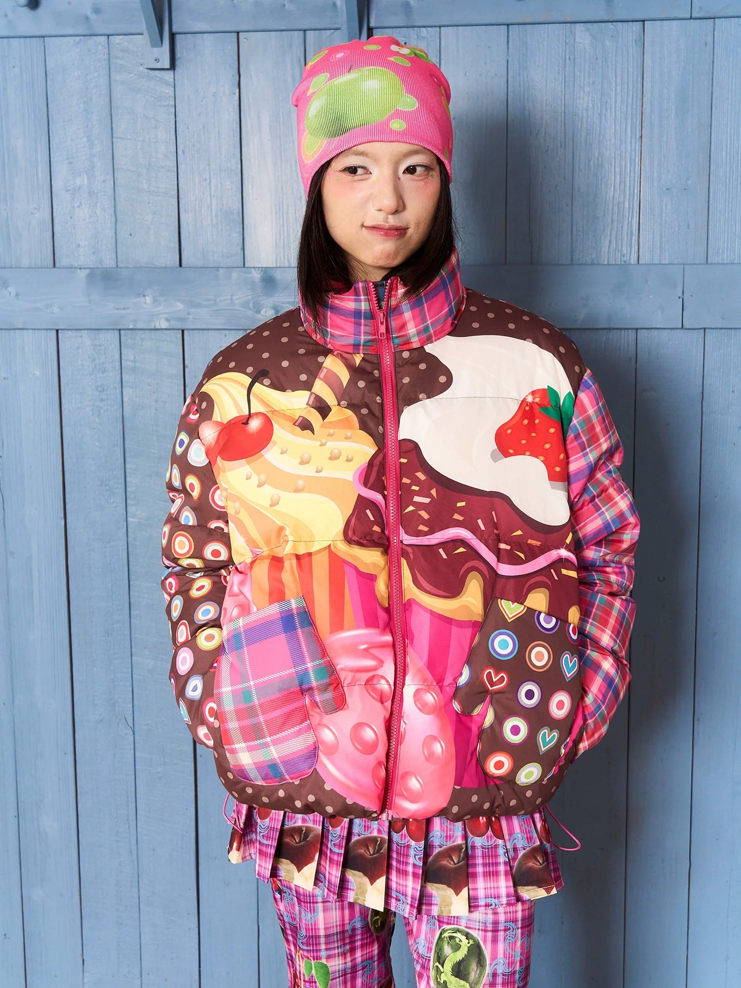 Sweet Dessert Print Puffer Jacket