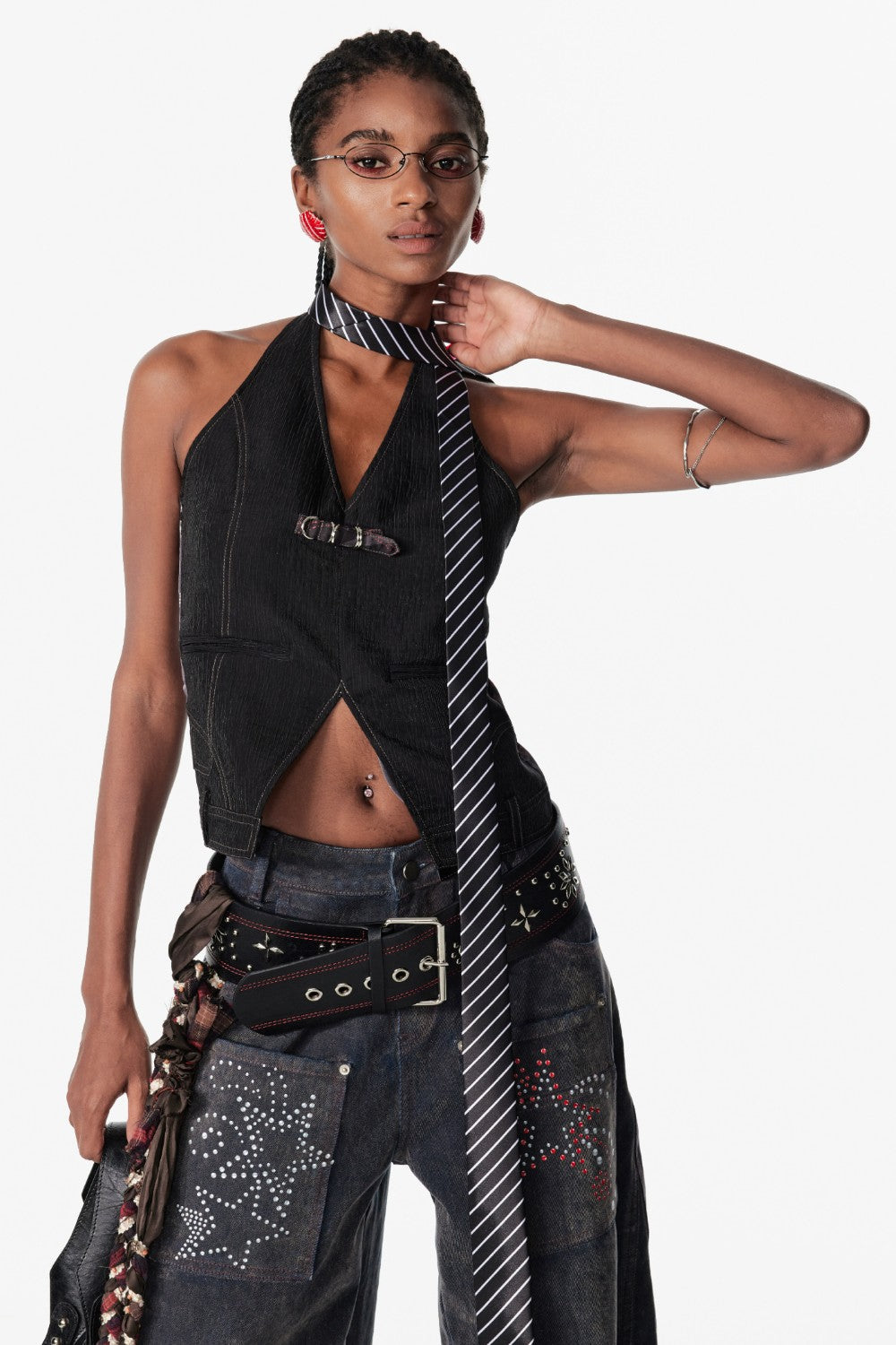 Split Halter Vest Blouse