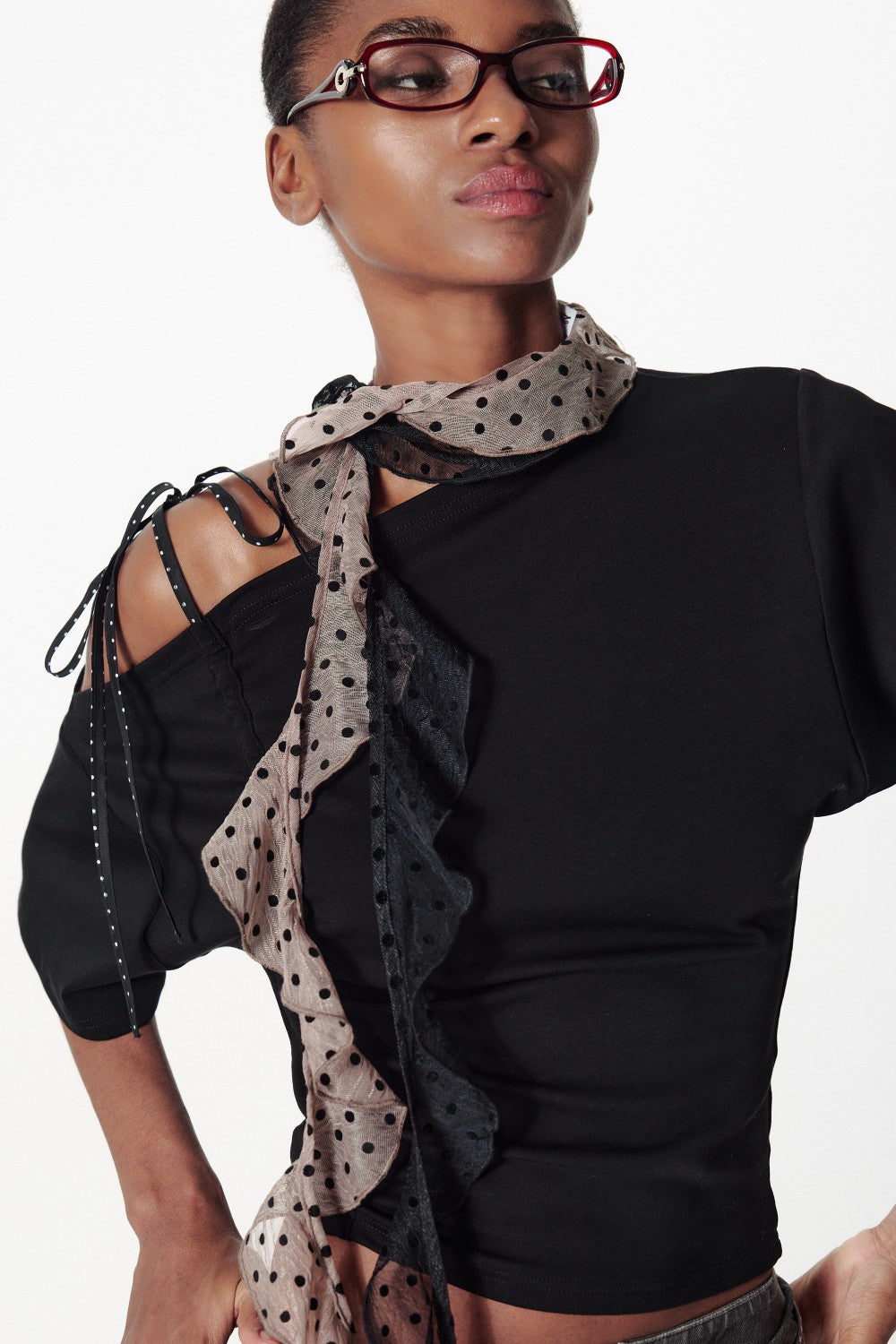 Polka Dot Ruffle Scarf
