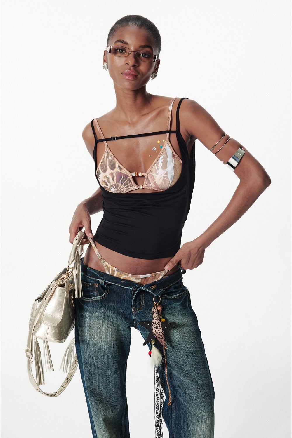 Lace Insert Wrap Tank Top
