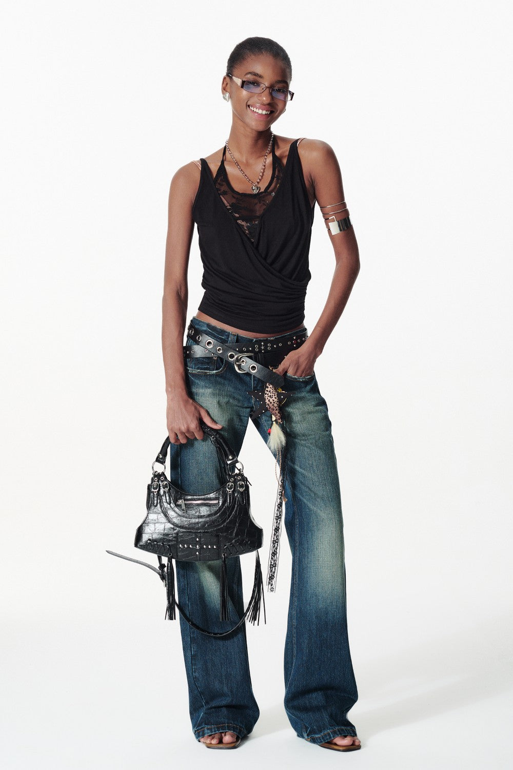 Lace Insert Wrap Tank Top