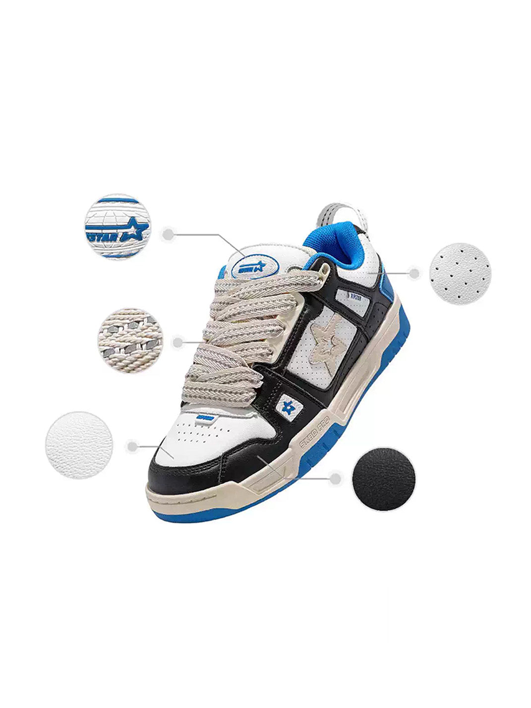 Blue Retro Low Top Casual Sneakers