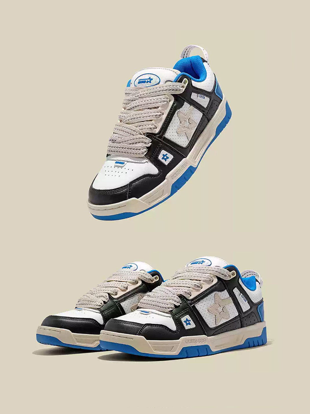 Blue Retro Low Top Casual Sneakers