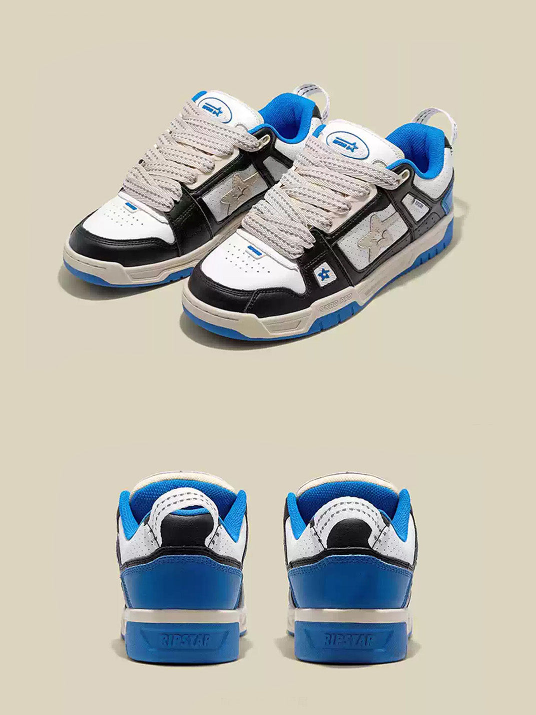 Blue Retro Low Top Casual Sneakers