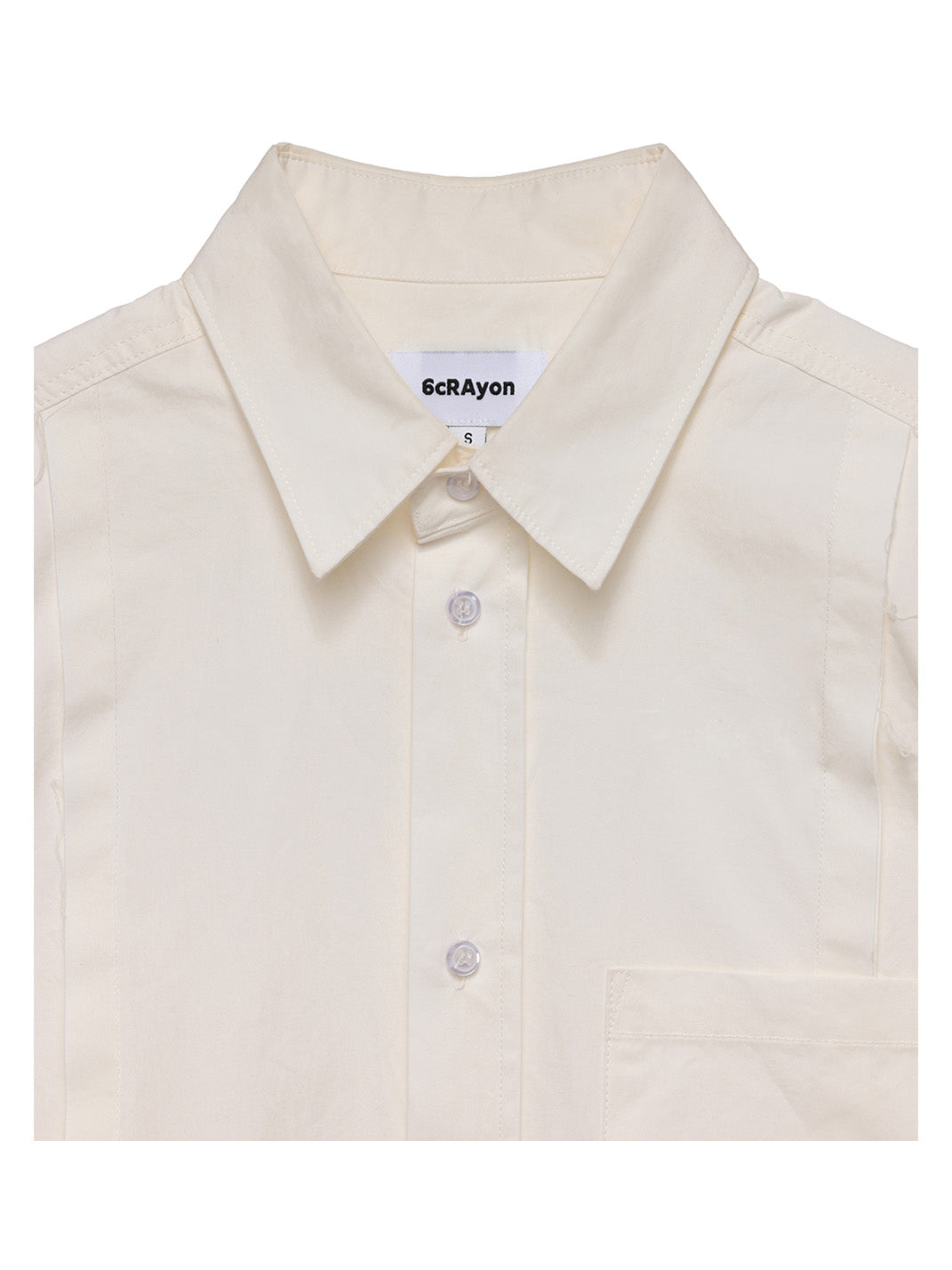 Patchwork Basic Beige Cotton Poplin Embroidered Shirt
