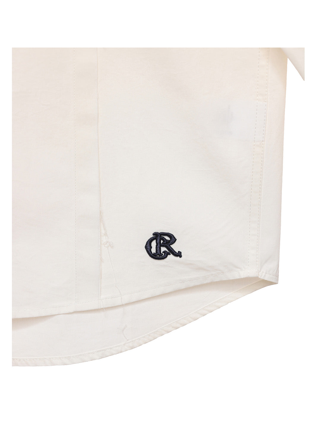 Patchwork Basic Beige Cotton Poplin Embroidered Shirt