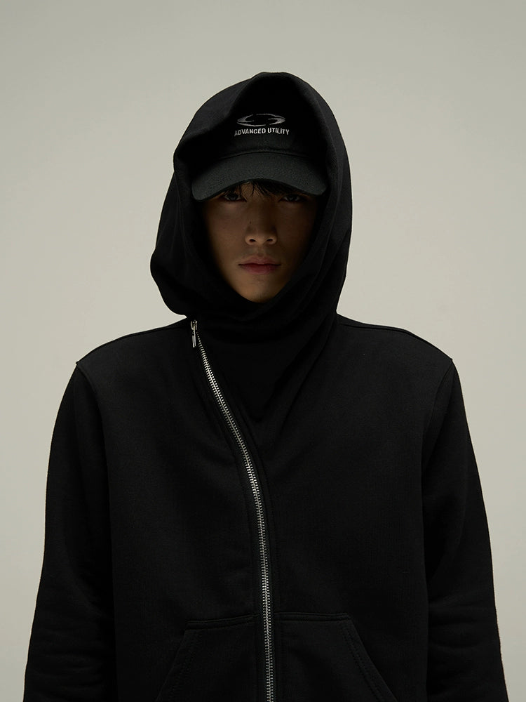 Modern Edge Diagonal Zipper Hoodie - chiclara