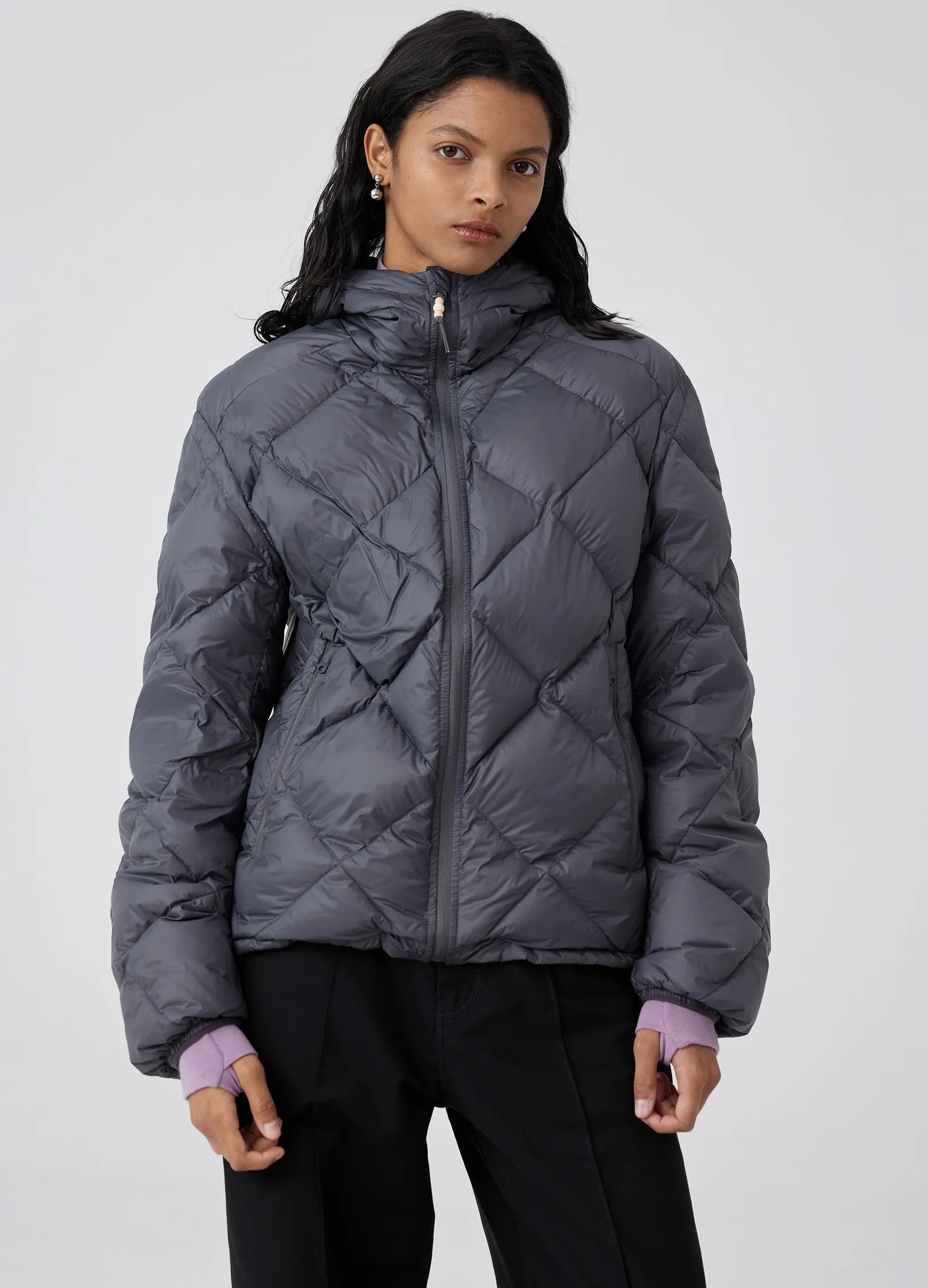 Diamond-Quilted Hooded Puffer Jacket