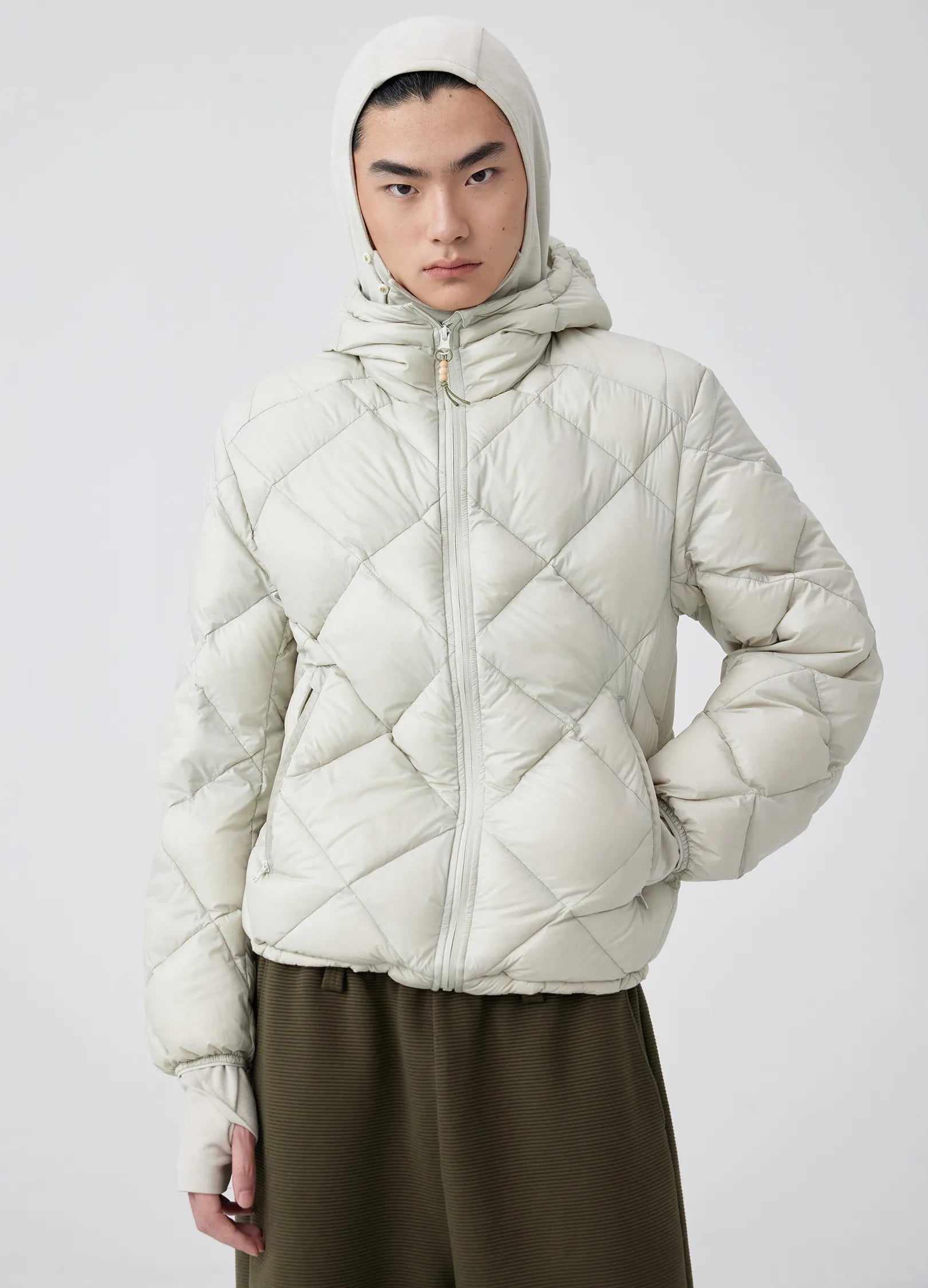 Diamond-Quilted Hooded Puffer Jacket