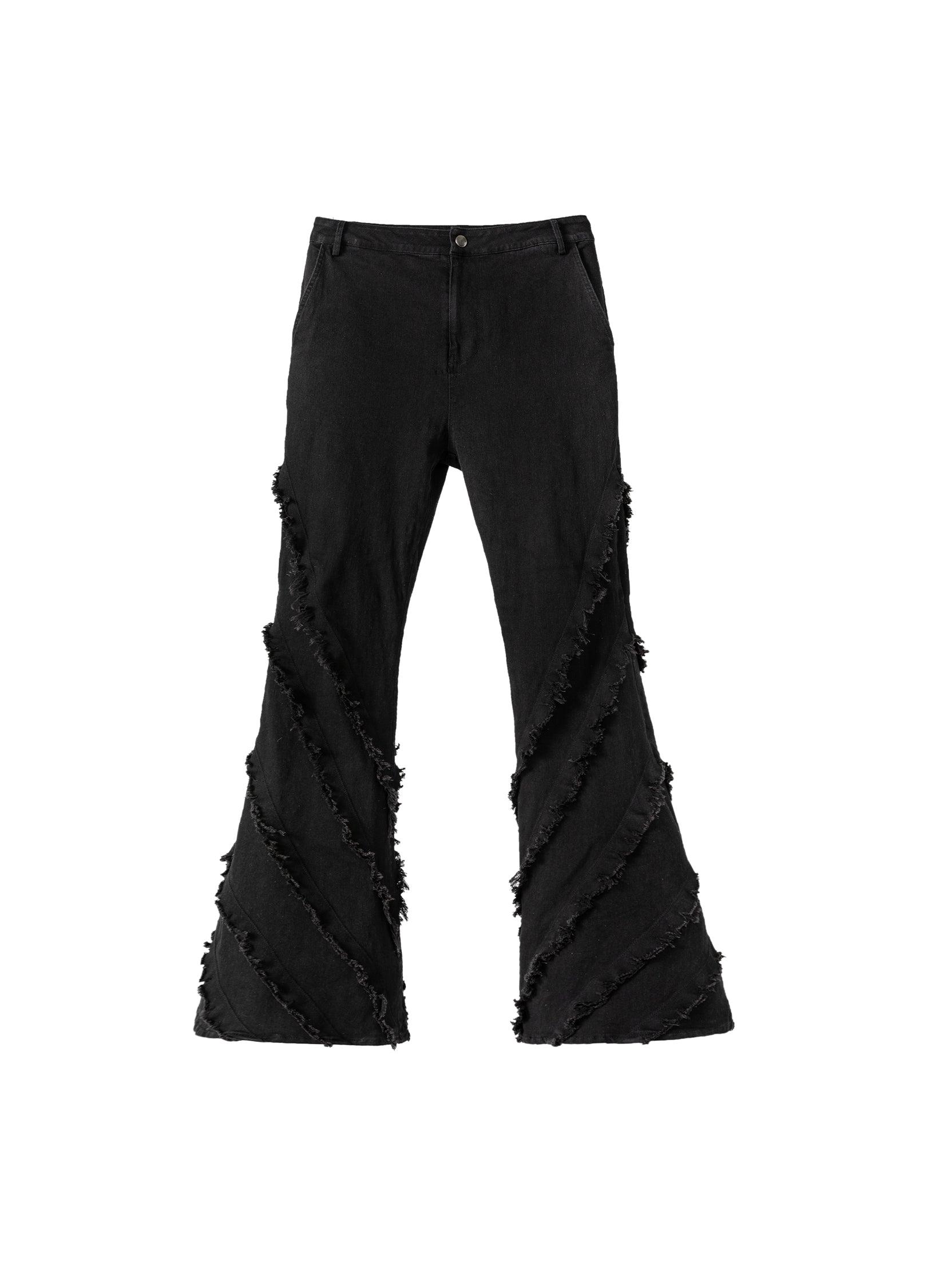 Vintage Black Flared Denim Trousers - chiclara