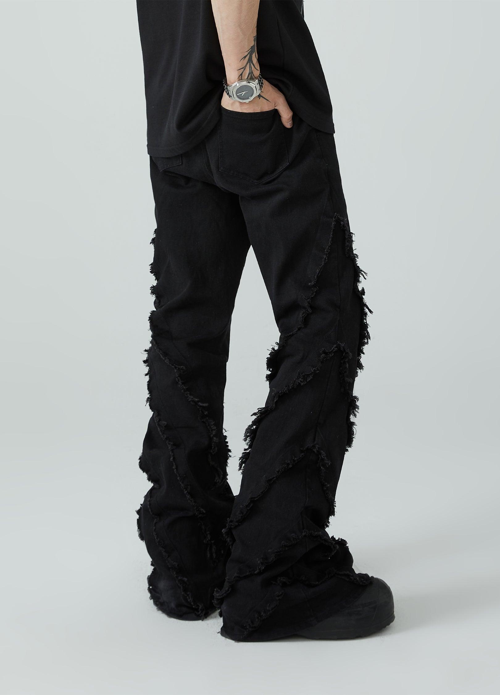 Vintage Black Flared Denim Trousers - chiclara