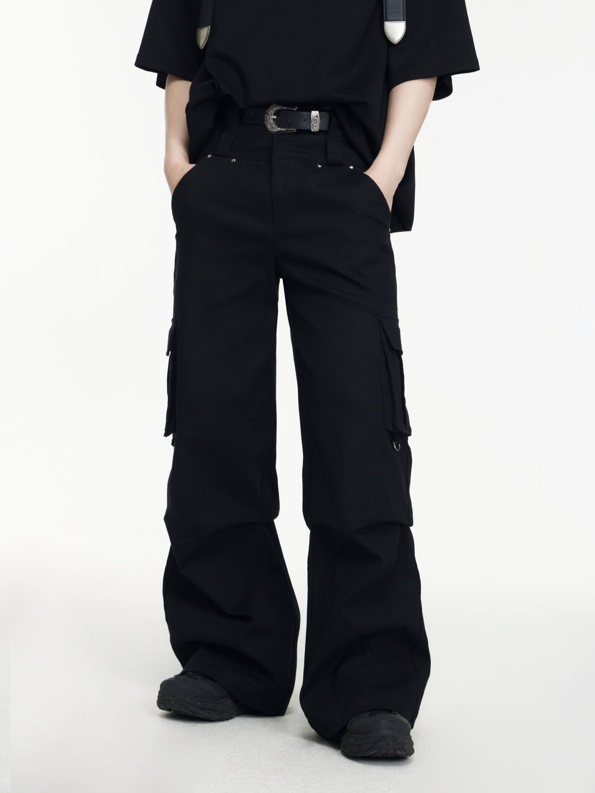 Double Waistband Retro Casual Cargo Pant