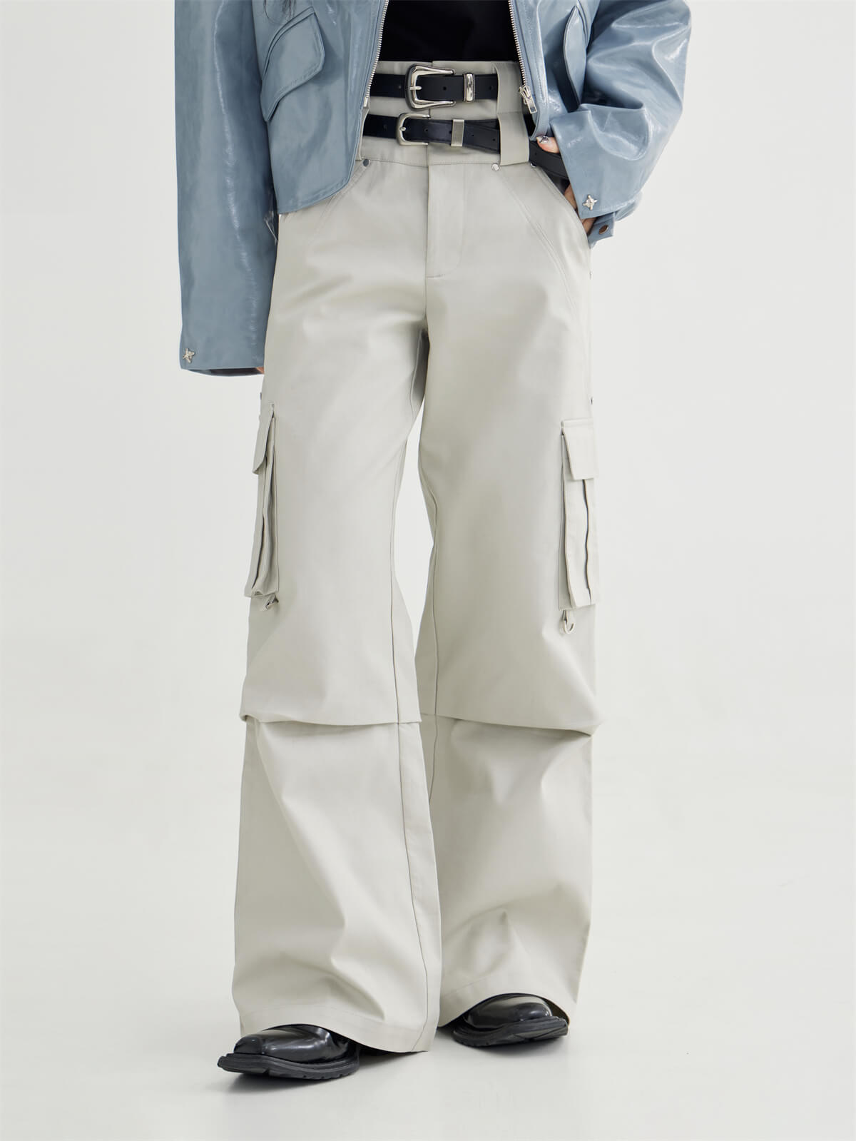 Double Waistband Retro Casual Cargo Pant