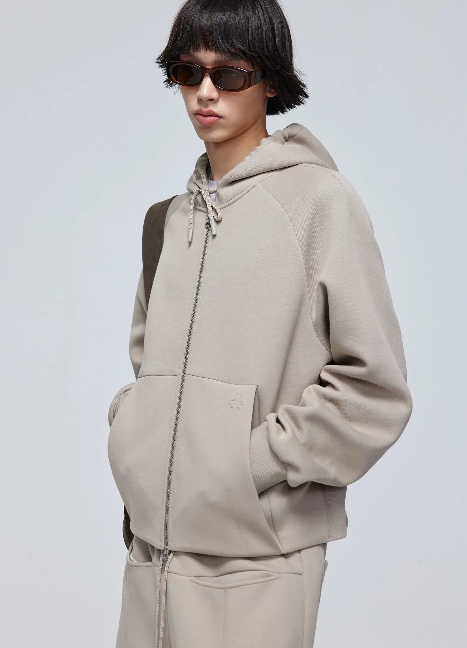 Embossed Zip-Up Hoodie