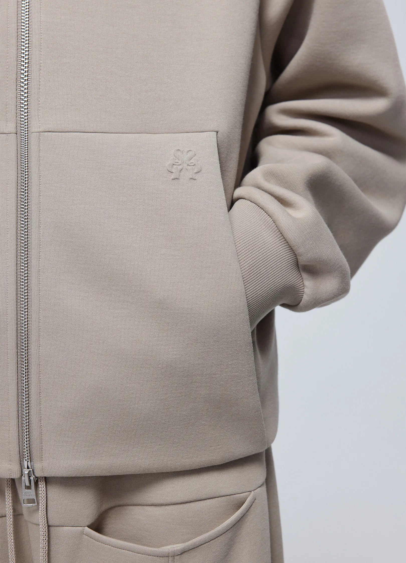 Embossed Zip-Up Hoodie