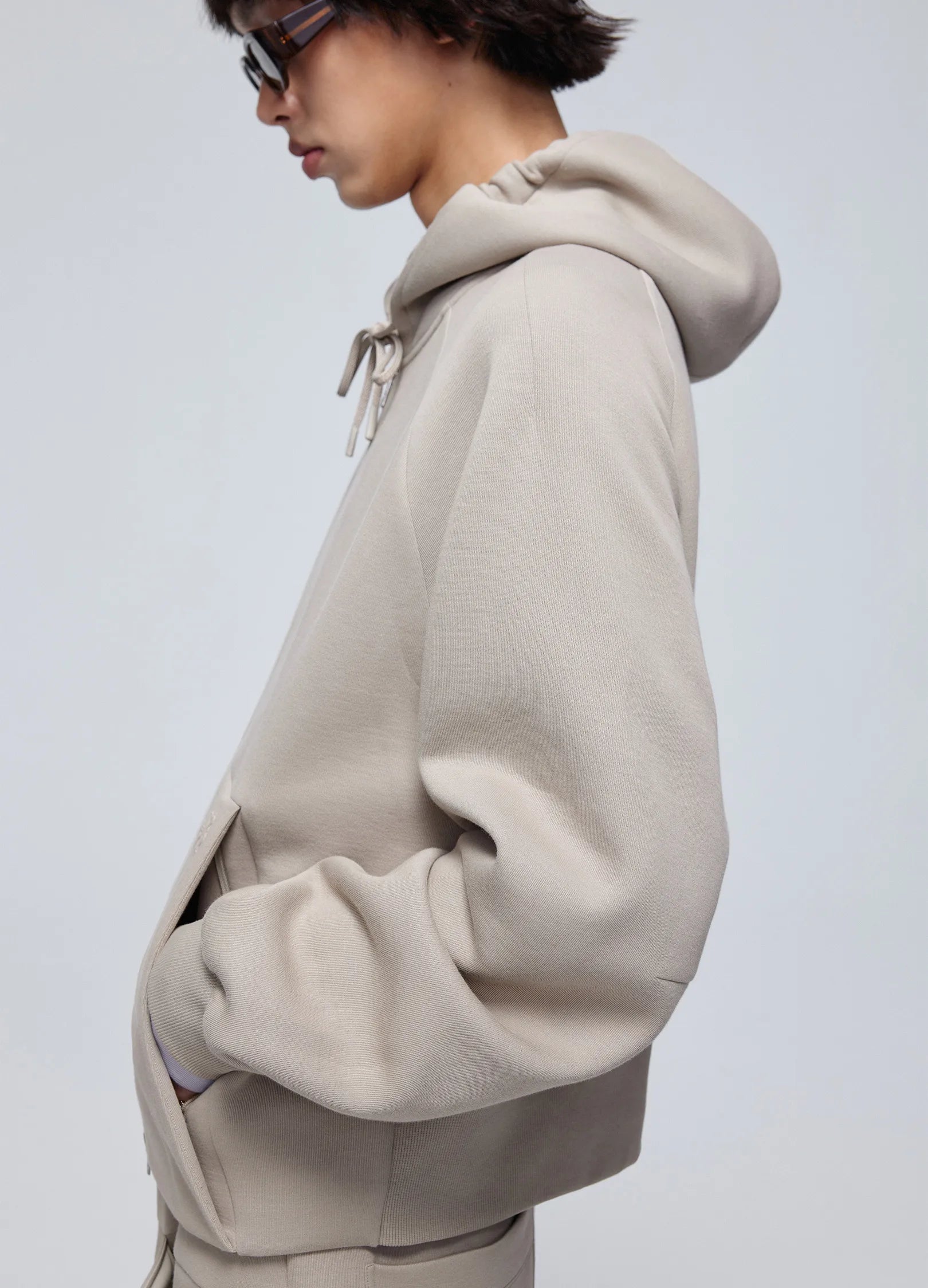 Embossed Zip-Up Hoodie