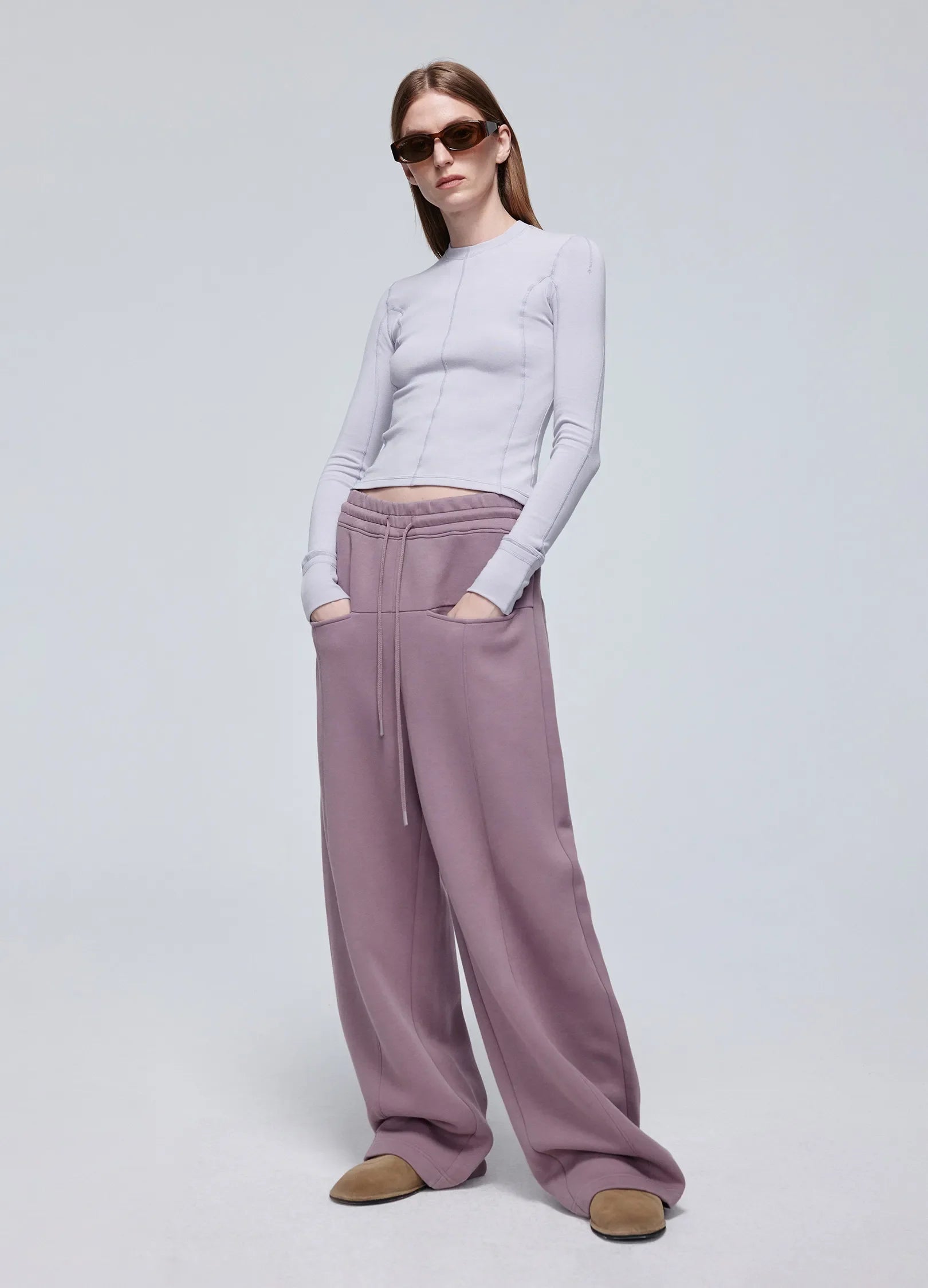 Embossed Logo Wide-Leg Sweatpants