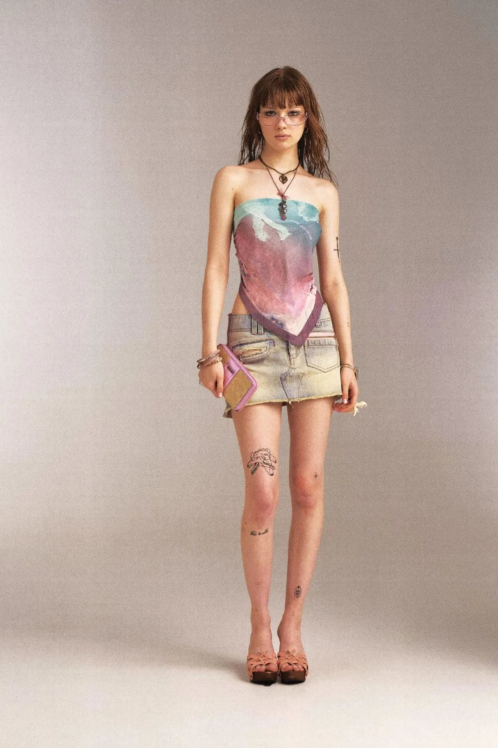 Reversible Patchwork Denim Mini Skirt