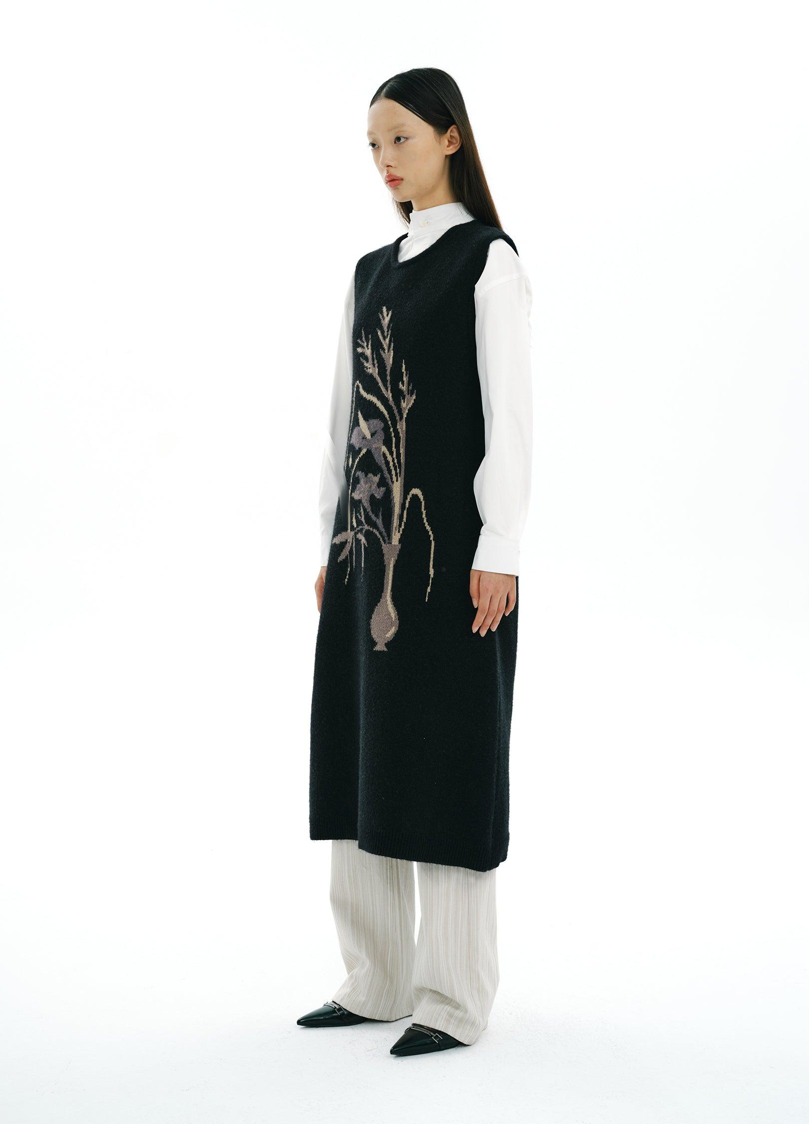 Elegant Floral Print Knit Dress - chiclara