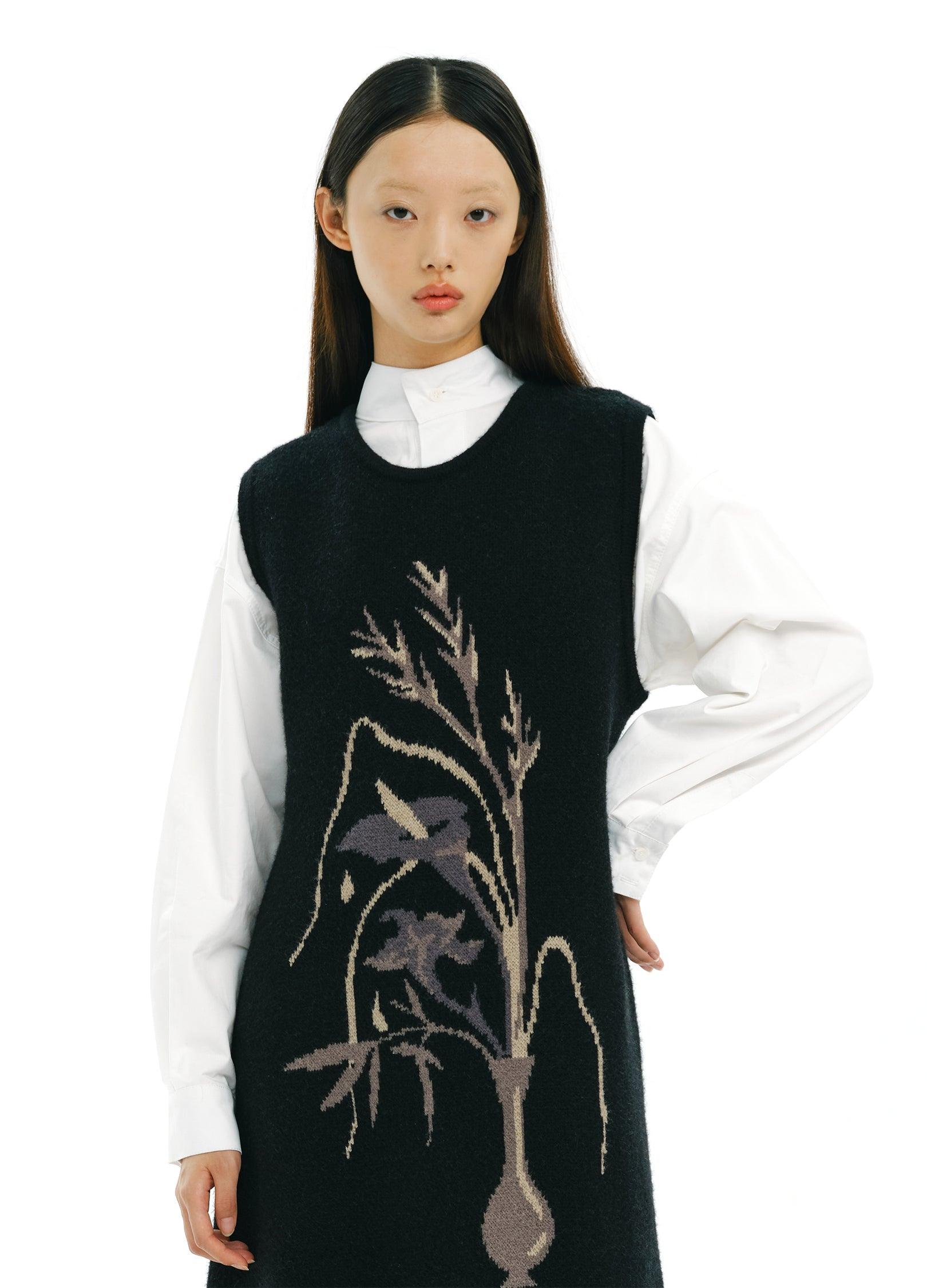 Elegant Floral Print Knit Dress - chiclara