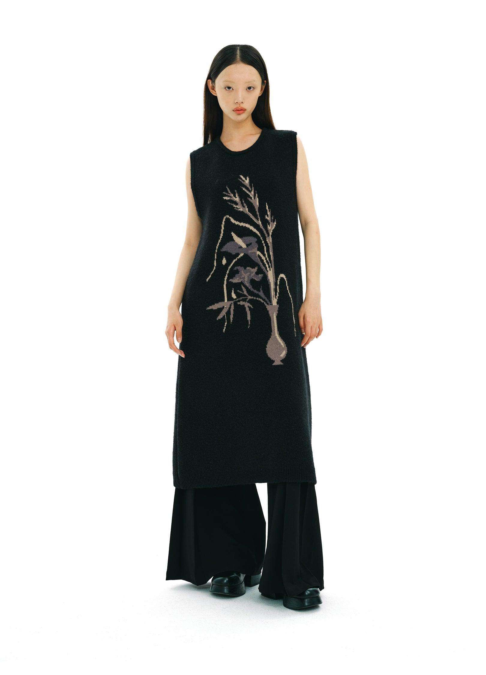 Elegant Floral Print Knit Dress - chiclara